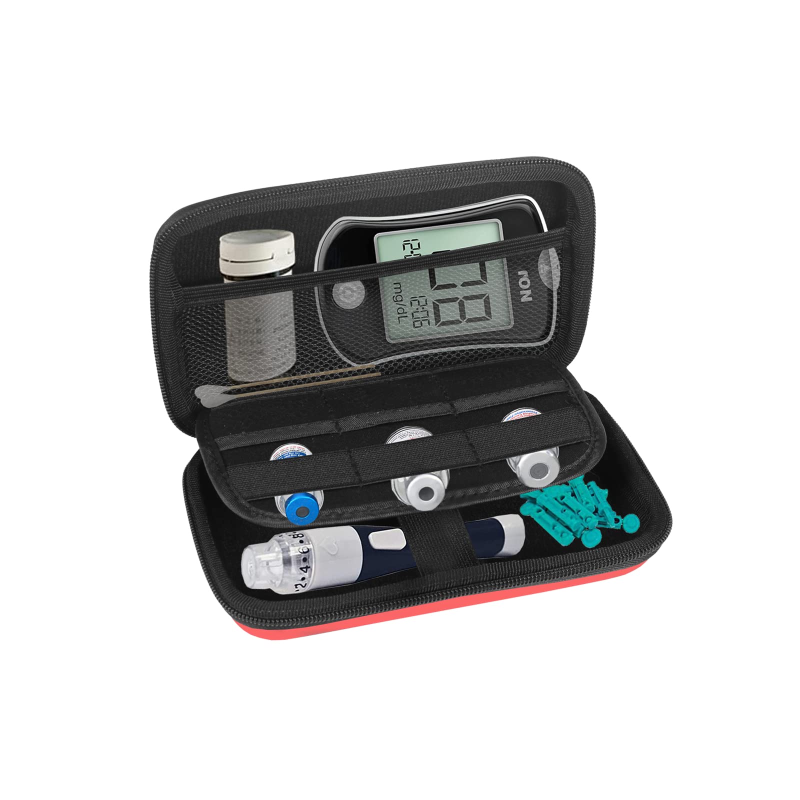 Hard Shell Travel Organizer for Diabetic Supplies & Electronics - Red
