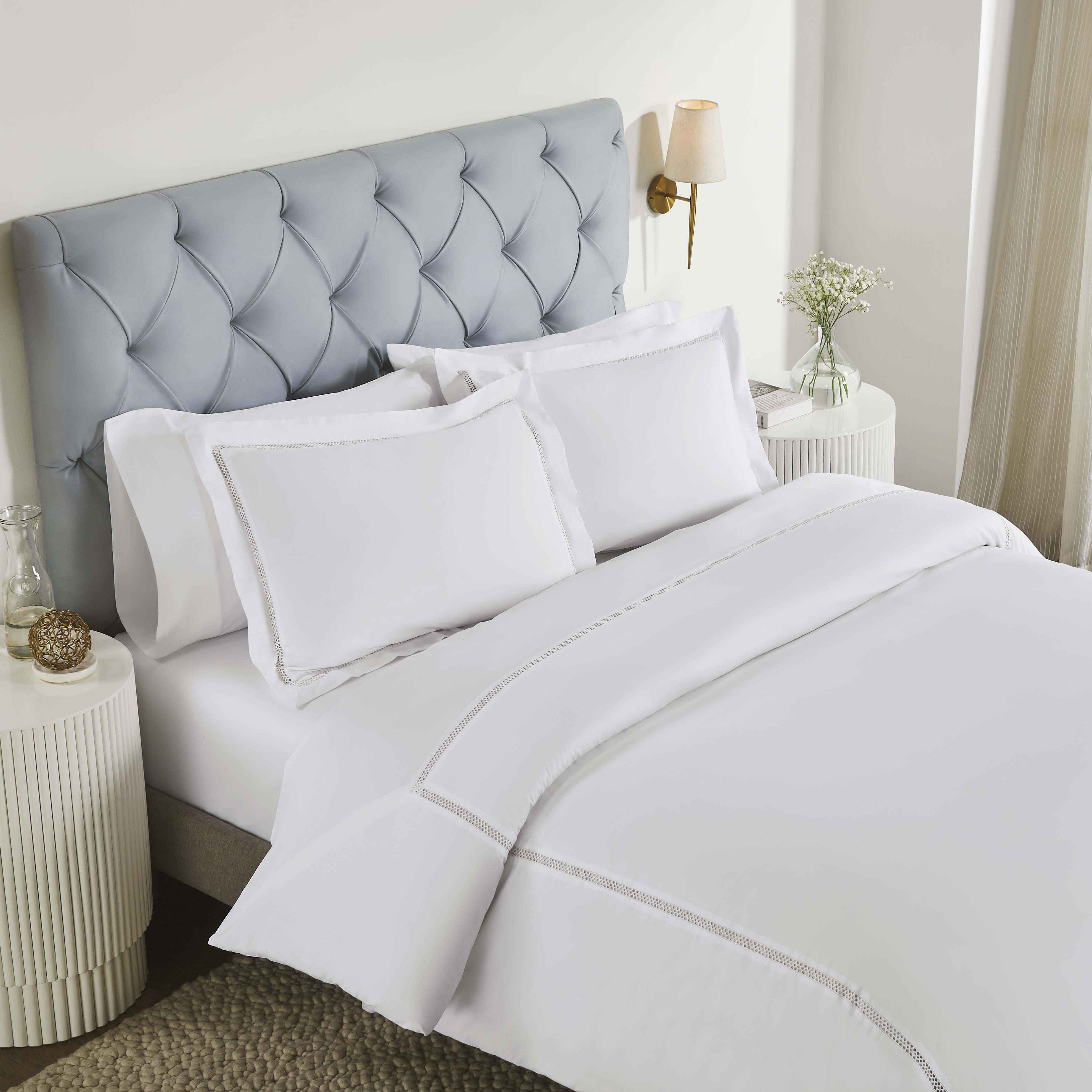 Riverton 100% Cotton Embroidered Cross Stitch 3-Piece Duvet Cover Set - Queen Size Bedding for Cozy Bedroom Decor & Guest Room Essentials