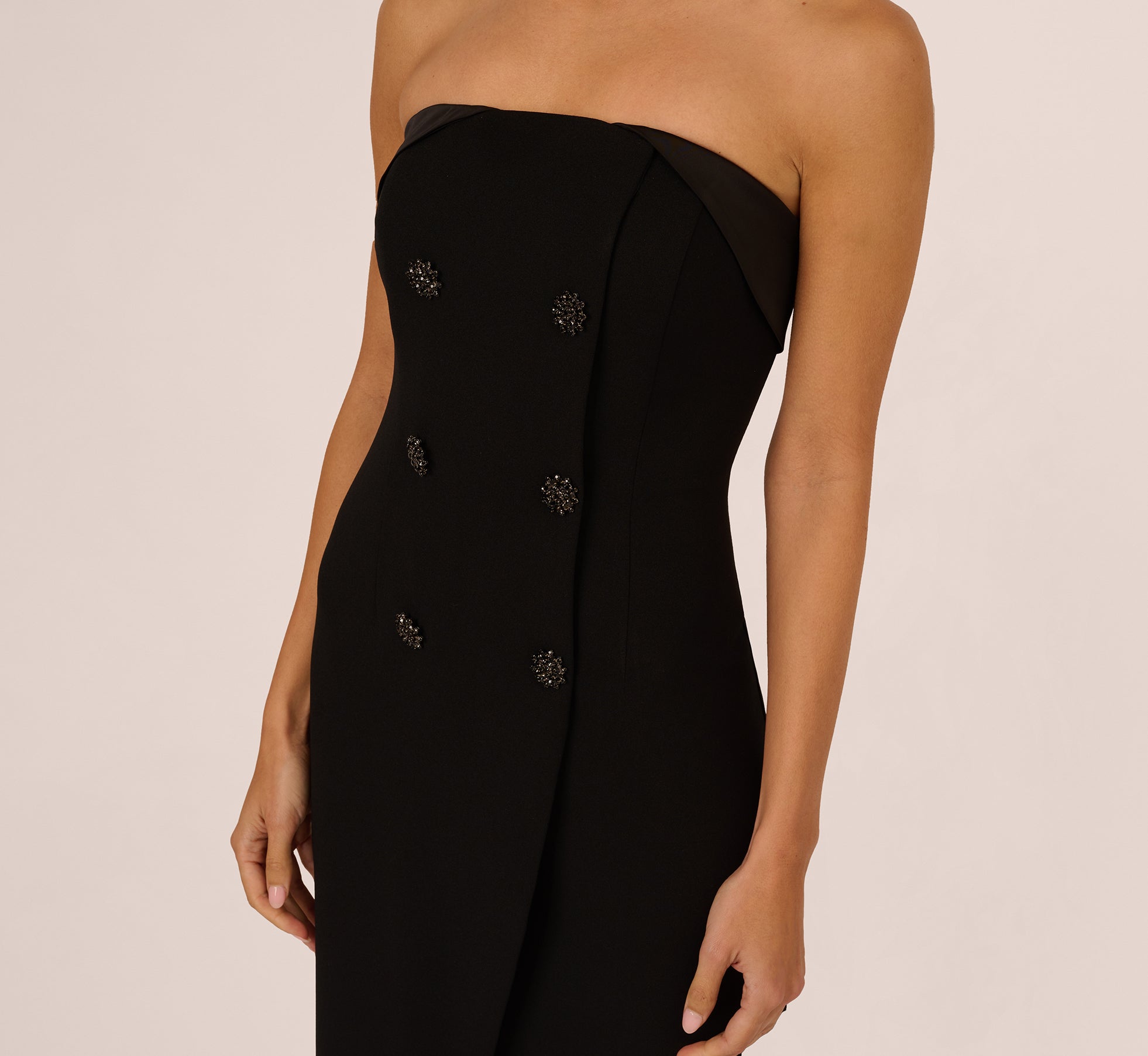 Strapless Knit Crepe Blazer Midi Dress in Black | Elegant Formal Wear for Women | Perfect for Office, Cocktail Parties & Evening Events