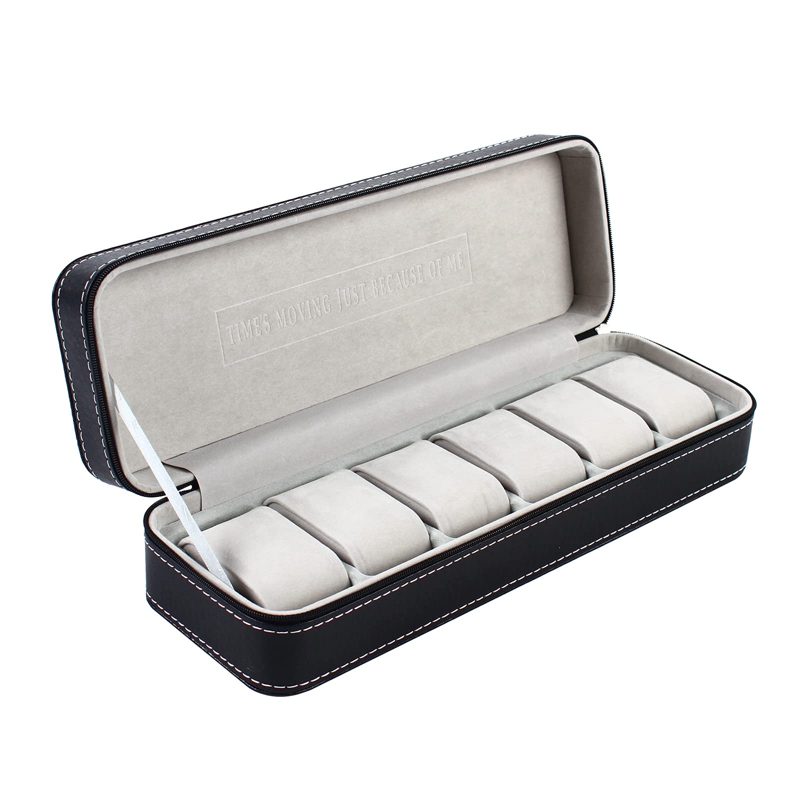 YIYIBYUS 6-Slot Leather Watch Organizer Box - Portable Travel Zipper Case for Watch Collection & Jewelry Storage - Perfect for Home, Office & Travel Accessories Organization