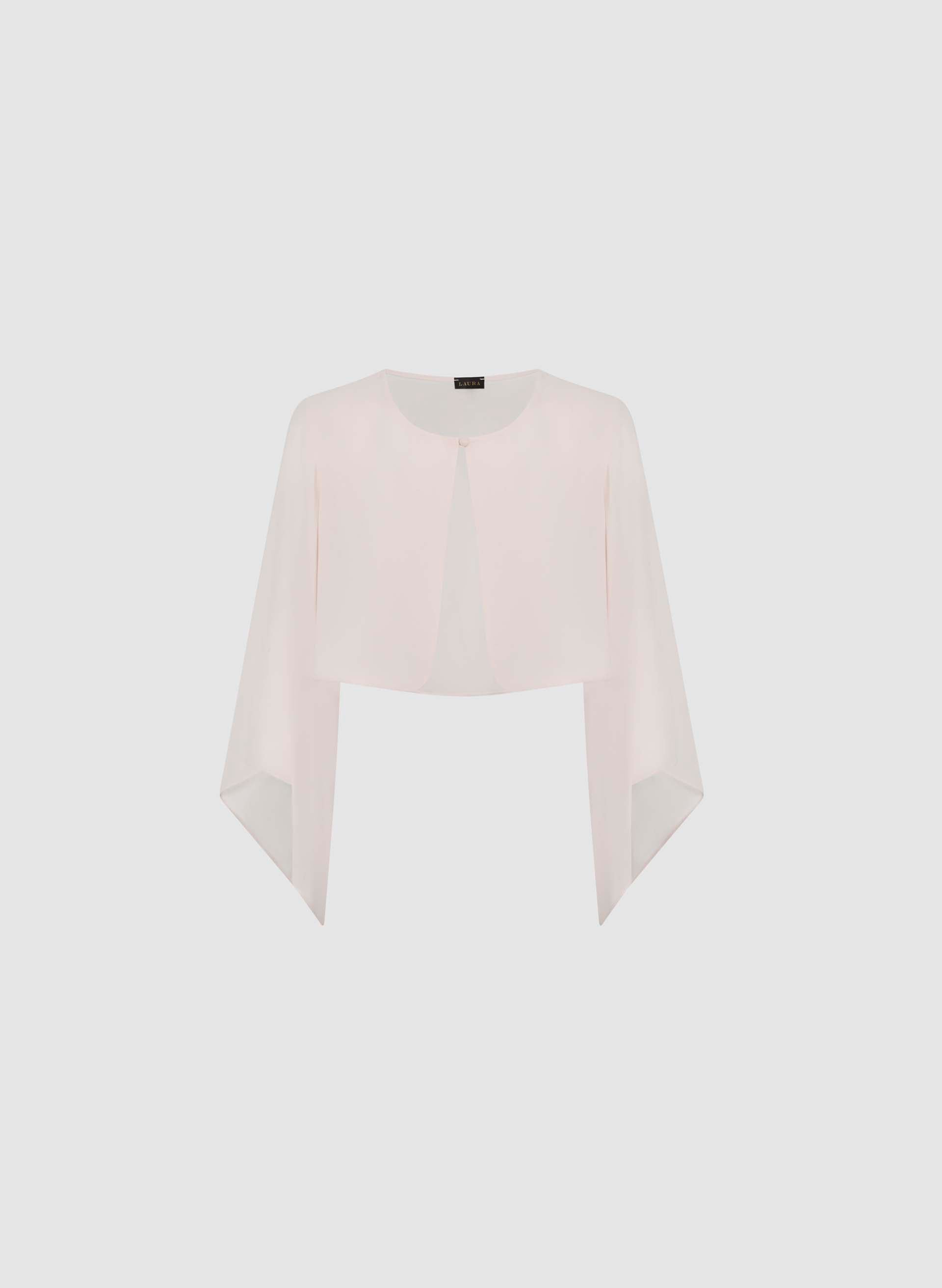 Elegant Flared Sleeve Chiffon Bolero Jacket - Women's Lightweight Cover-Up for Weddings, Parties & Evening Events