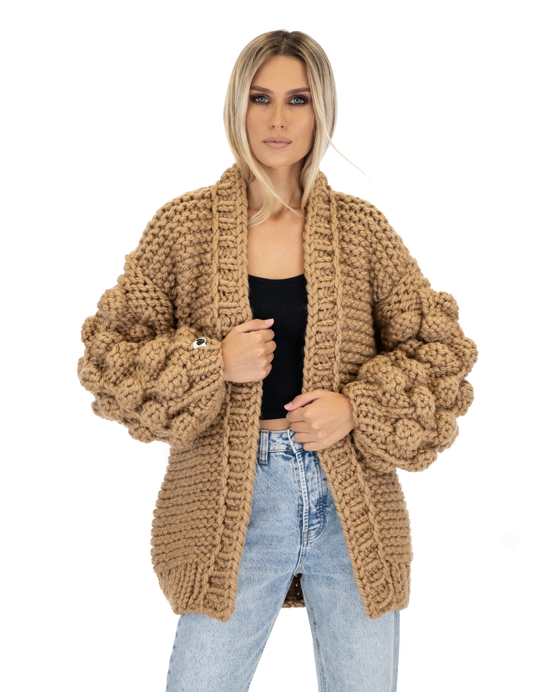 Stylish Bubble Sleeve Cardigan for Women - Soft Knit Open Front Sweater | Perfect for Office, Date Night & Casual Outfits
