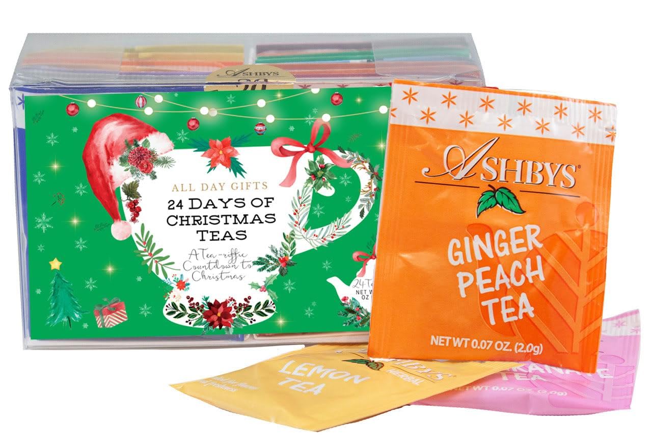 24 Days of Christmas Advent Calendar Tea Gift Set - 24 Individually Wrapped Holiday Tea Bags for Countdown, Gifting & Cozy Winter Nights