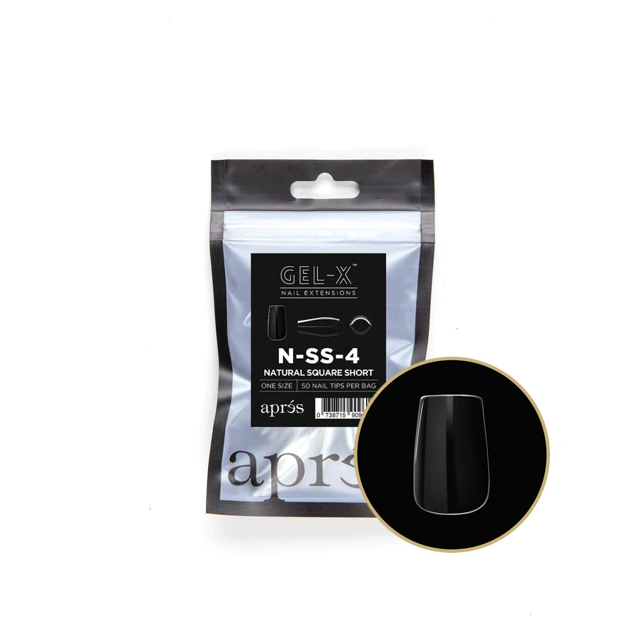 Apres Gel X Refill Bags - Natural Square Short Size 4 (50 Pcs) | Professional Nail Extension Supplies for Salon & Home Manicure | Perfect for DIY Nail Art, Gel Extensions & Nail Enhancements