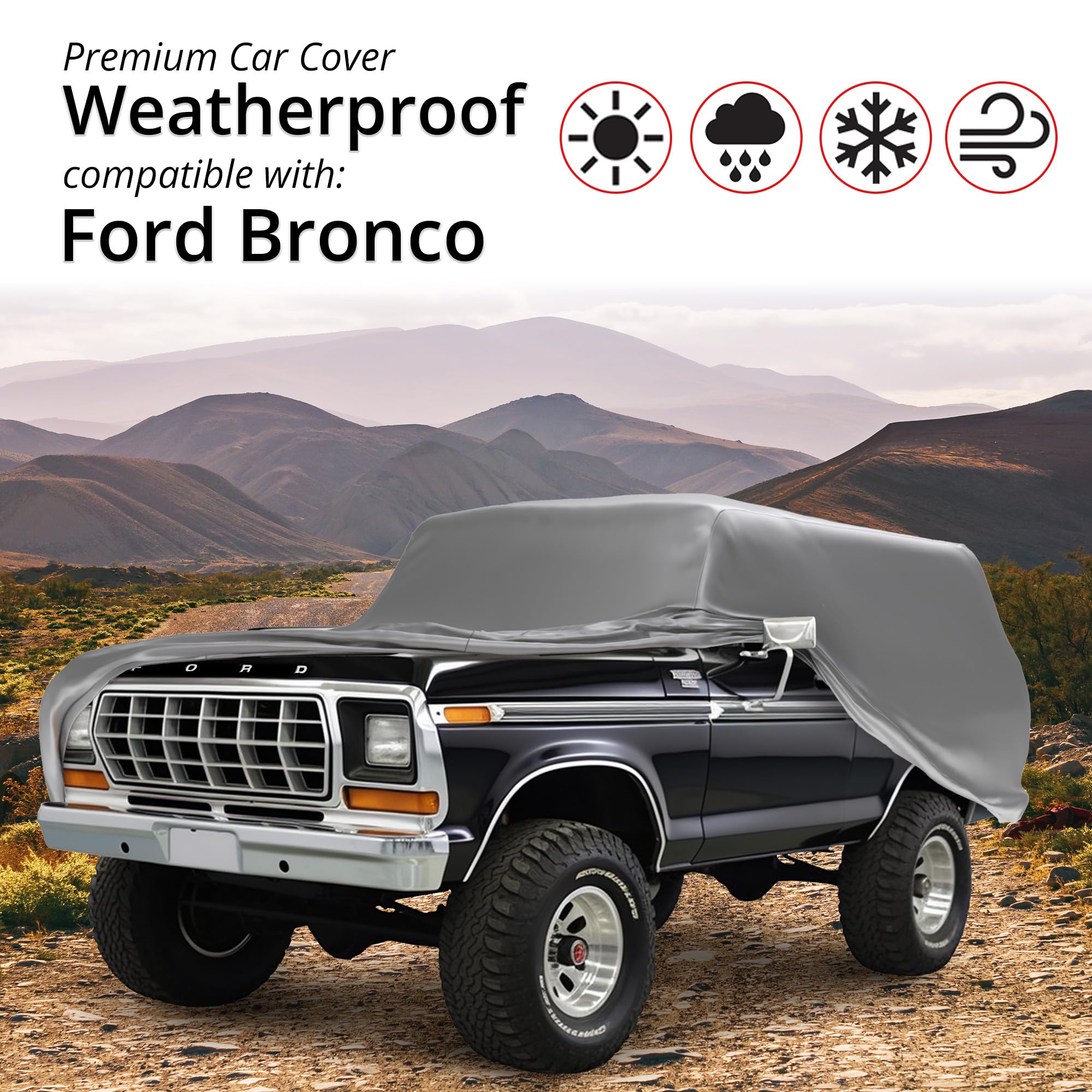 CarCovers Weatherproof SUV Cover with Theft Cable Lock - Compatible with Ford 1983-1990 Bronco II - Durable Outdoor Protection for All Seasons, Ideal for Long-Term Parking and Travel