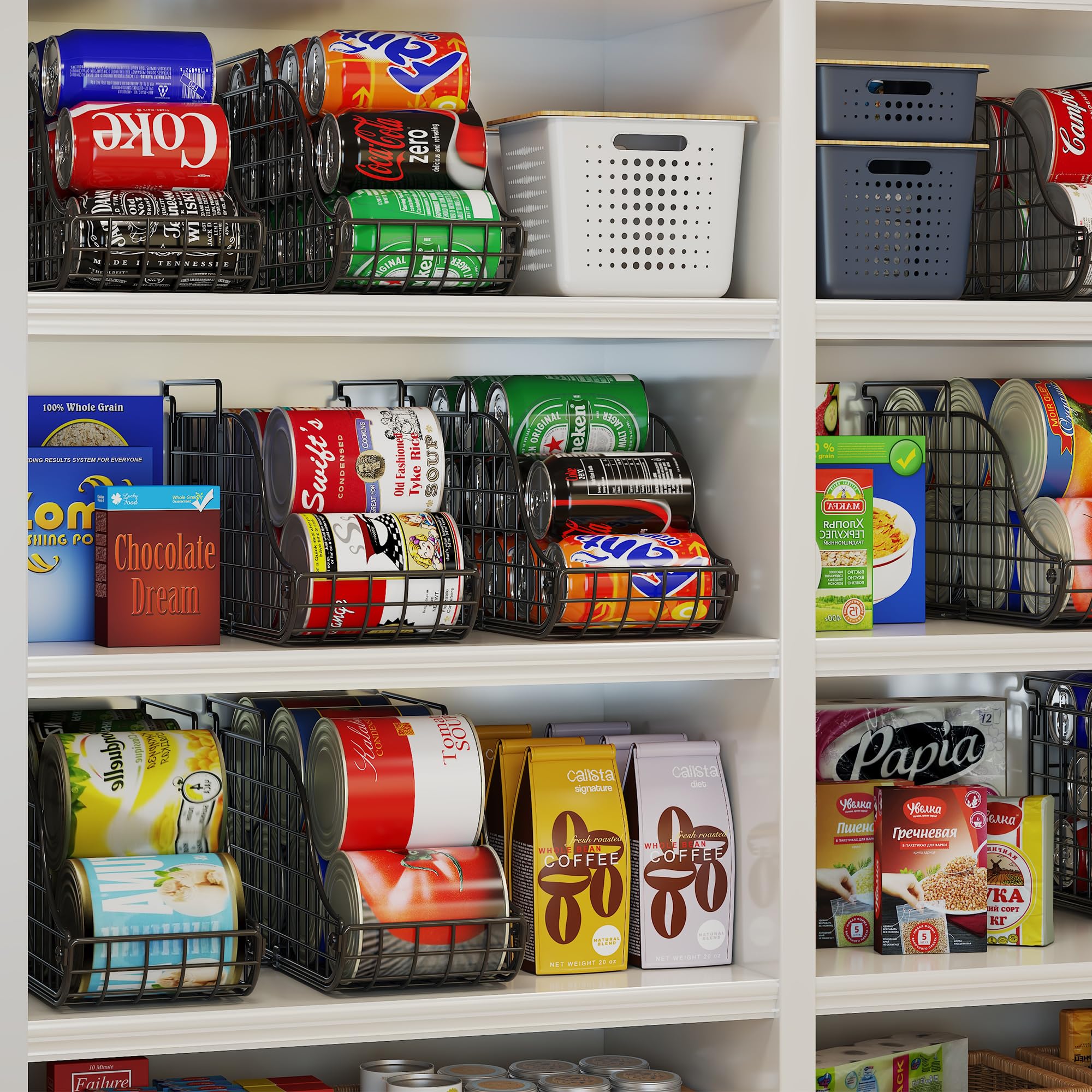 3-Pack Stackable Standing Can Dispenser Organizer - Foldable Beverage & Soda Storage Bin with Handles for Kitchen, Pantry, Countertop or Cabinet - Perfect for Parties, BBQs & Home Organization (Patent Pending)