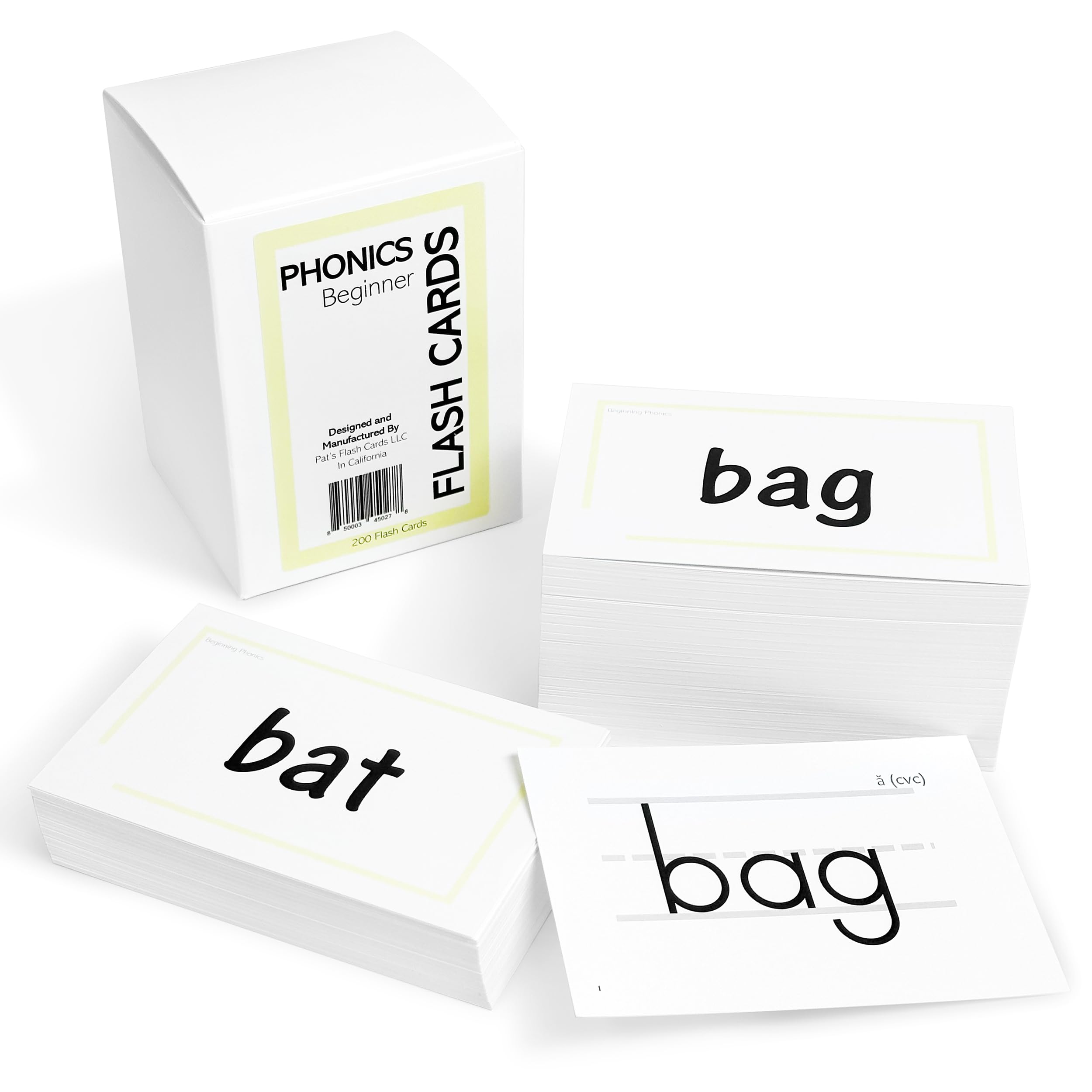 200 Beginning Phonics Flash Cards - CVC & CVCC Short Vowel Word Cards for Kids | Early Reading Learning Tool | Homeschool & Classroom Teaching Aid