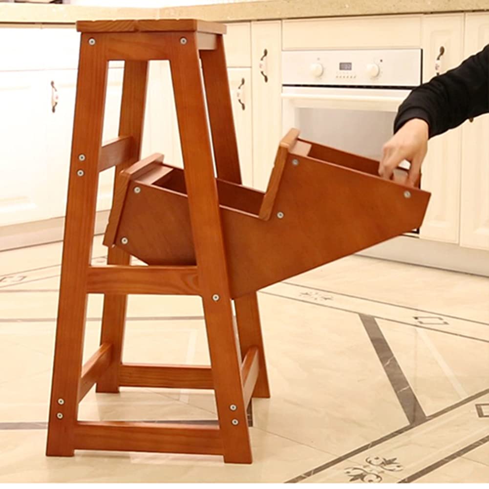 FADUNI Modern Multifunctional Wooden Folding Step Stool - Indoor Climbing Stool, Library Ladder Chair, Space-Saving Furniture for Home, Kitchen, and Office Use