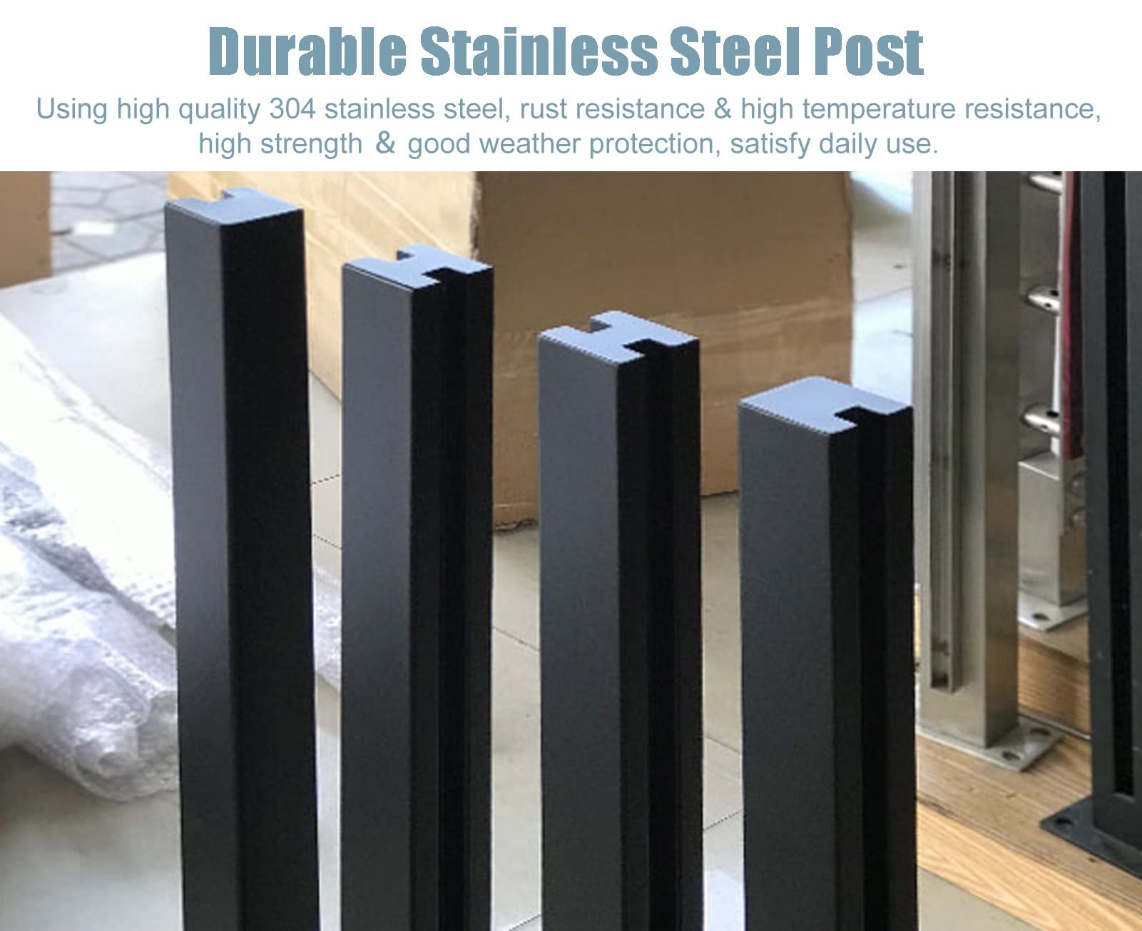 Heavy Duty Black Square Glass Railing Posts with Screws - MBROS Balcony Deck Stair Glass Balustrade Post for Patio, Loft, Platform & Garden - Perfect for Modern Outdoor Railings, Staircase Safety & Decorative Balcony Fencing