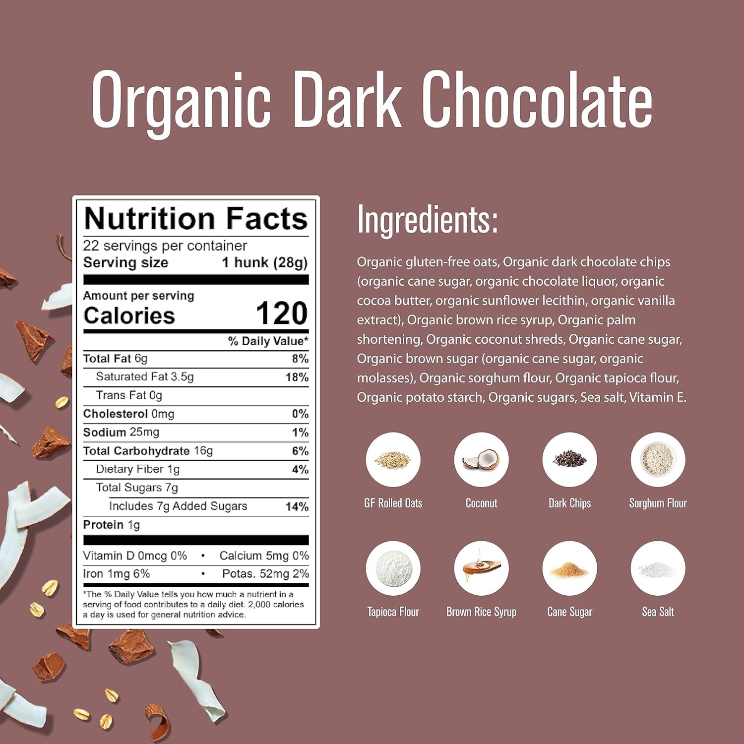 HeavenlyHunks Organic Oatmeal Dark Chocolate Cookies - Gluten-Free, Vegan, Non-GMO - 22 Cookie Chunks (7.2 oz Pack) - Perfect for Snacking, Gifts & Healthy Desserts