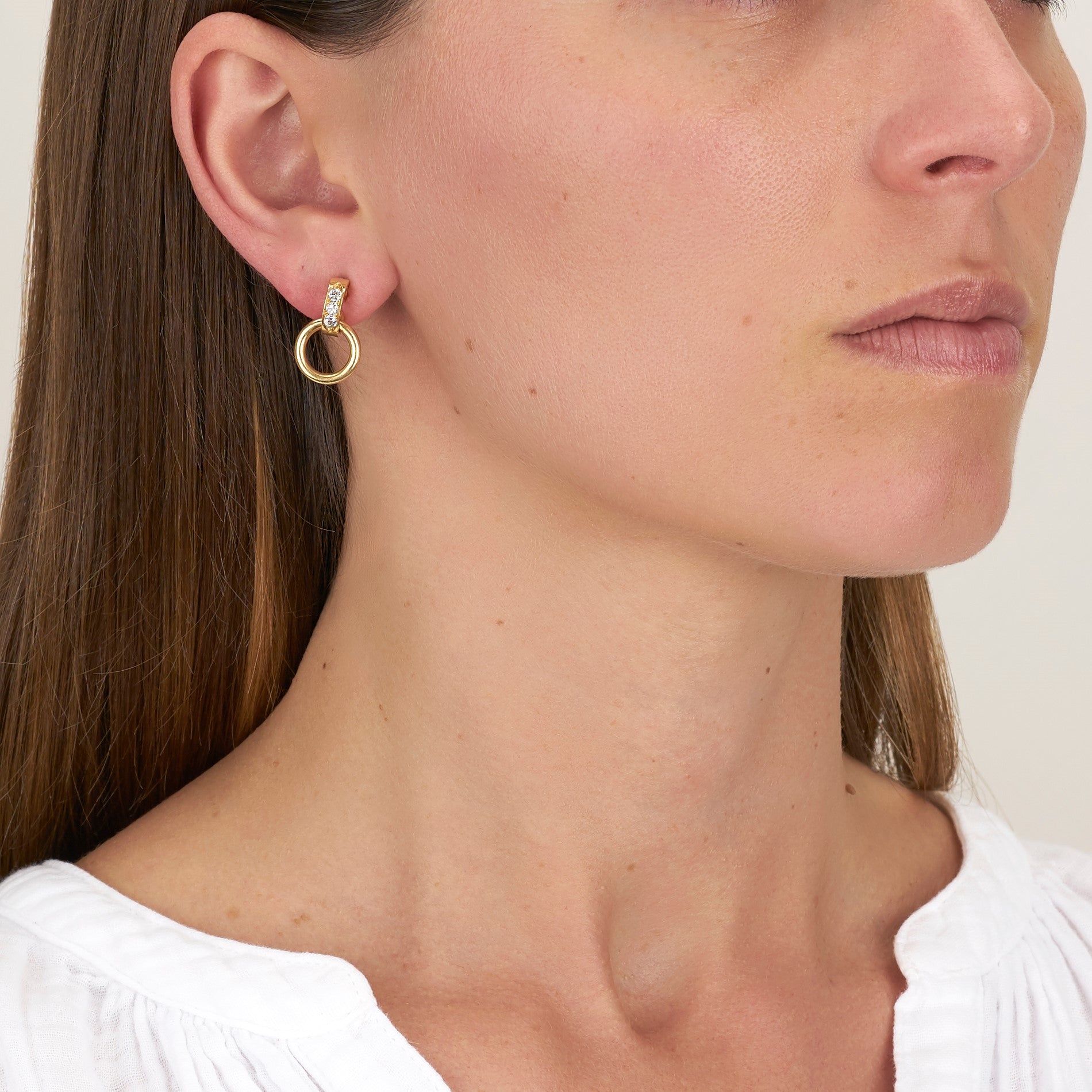 Single Stone Astrid Hoop Earrings - Elegant Minimalist Dainty Gold Hoops for Women - Perfect for Everyday Wear, Date Night & Special Occasions