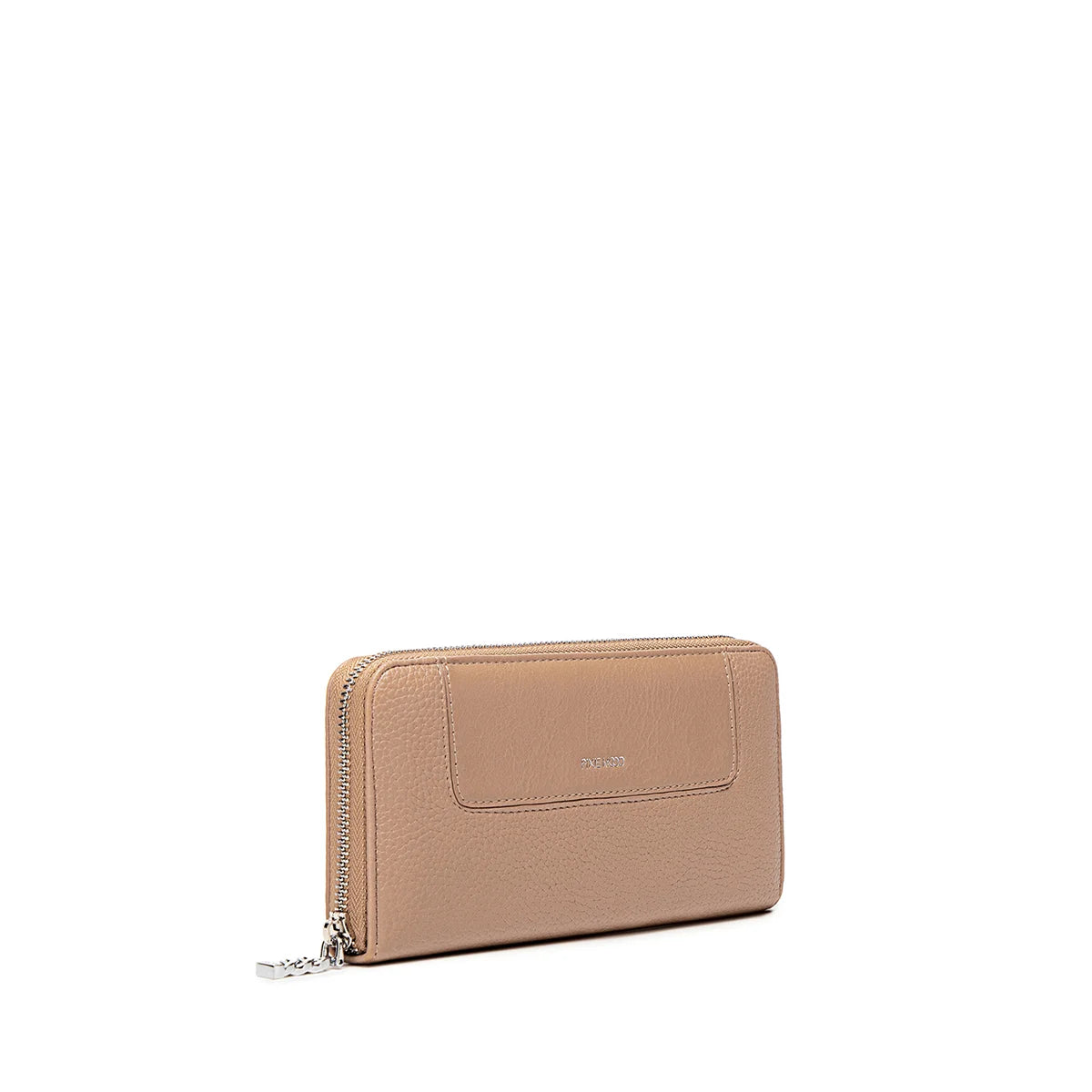 Mae Zip Wallet in Latte Pebbled Leather - Stylish & Secure Compact Wallet for Everyday Use, Travel, and Business