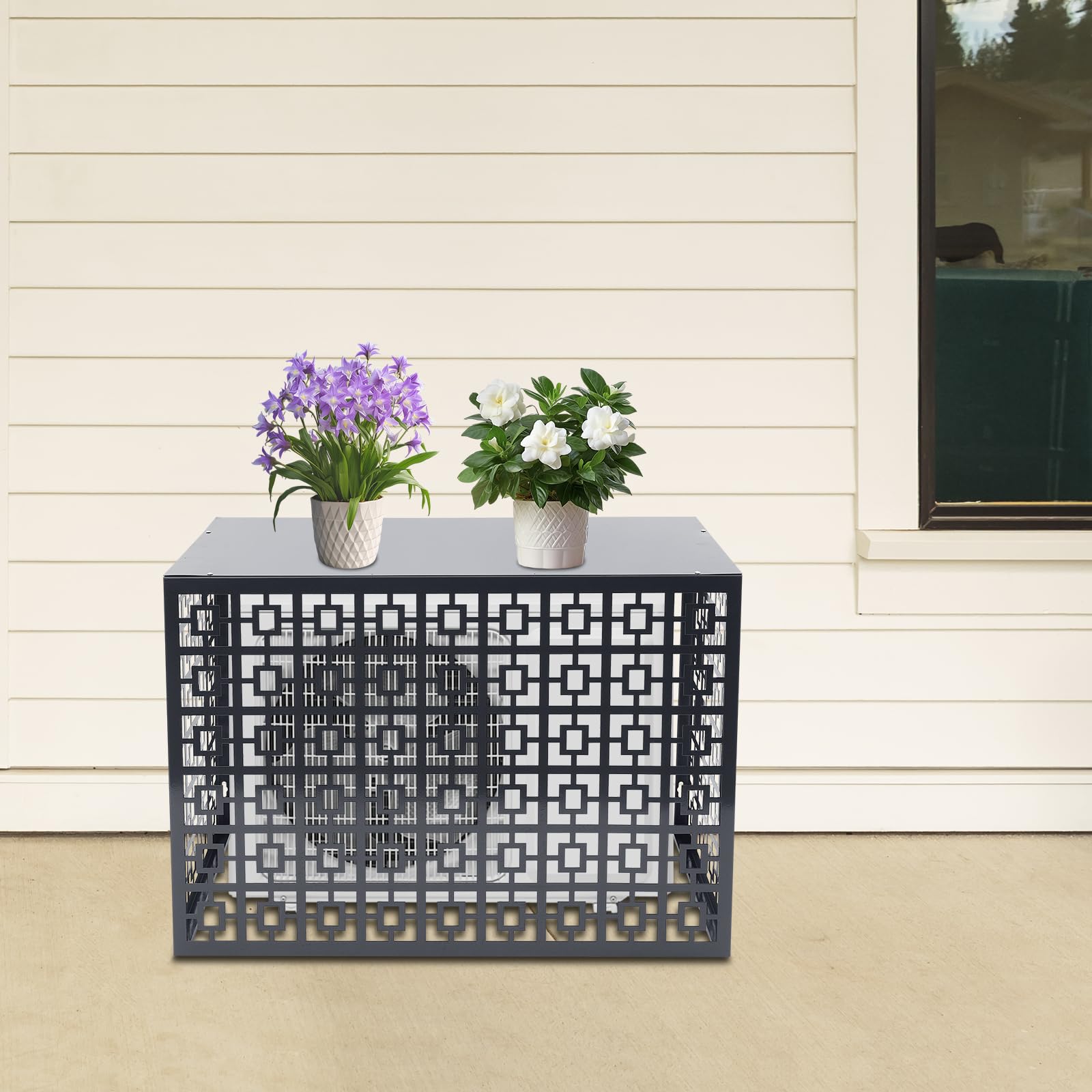 Gdrasuya10 Aluminum Air Conditioner Fence - Waterproof Outdoor AC Cover with 3 Metal Panels for 2-3P Units | Durable Privacy Screen for Home & Garden Protection