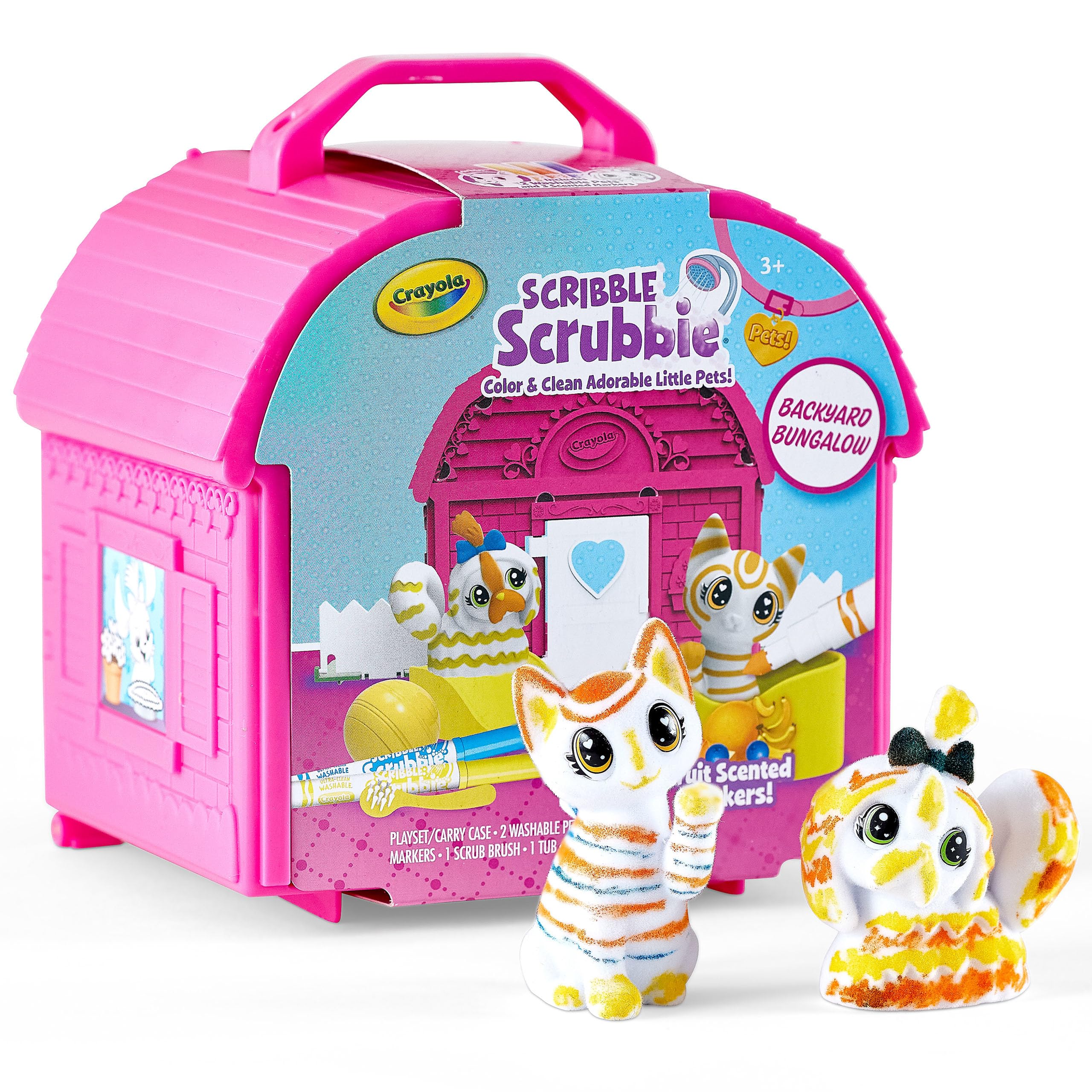 Crayola Scribble Scrubbie Pets Backyard Playset - Washable & Reusable Pet Toys for Kids Ages 3+, Fun Creative Play Set for Boys & Girls - Perfect Gift for Birthday, Christmas & Indoor/Outdoor Playtime