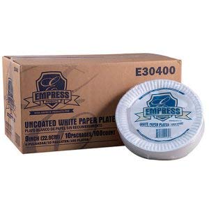 Eco-Friendly Uncoated 9-Inch White Paper Plates - Bulk Pack of 10-100 Count (1 Carton) - Perfect for Parties, Picnics & Everyday Dining