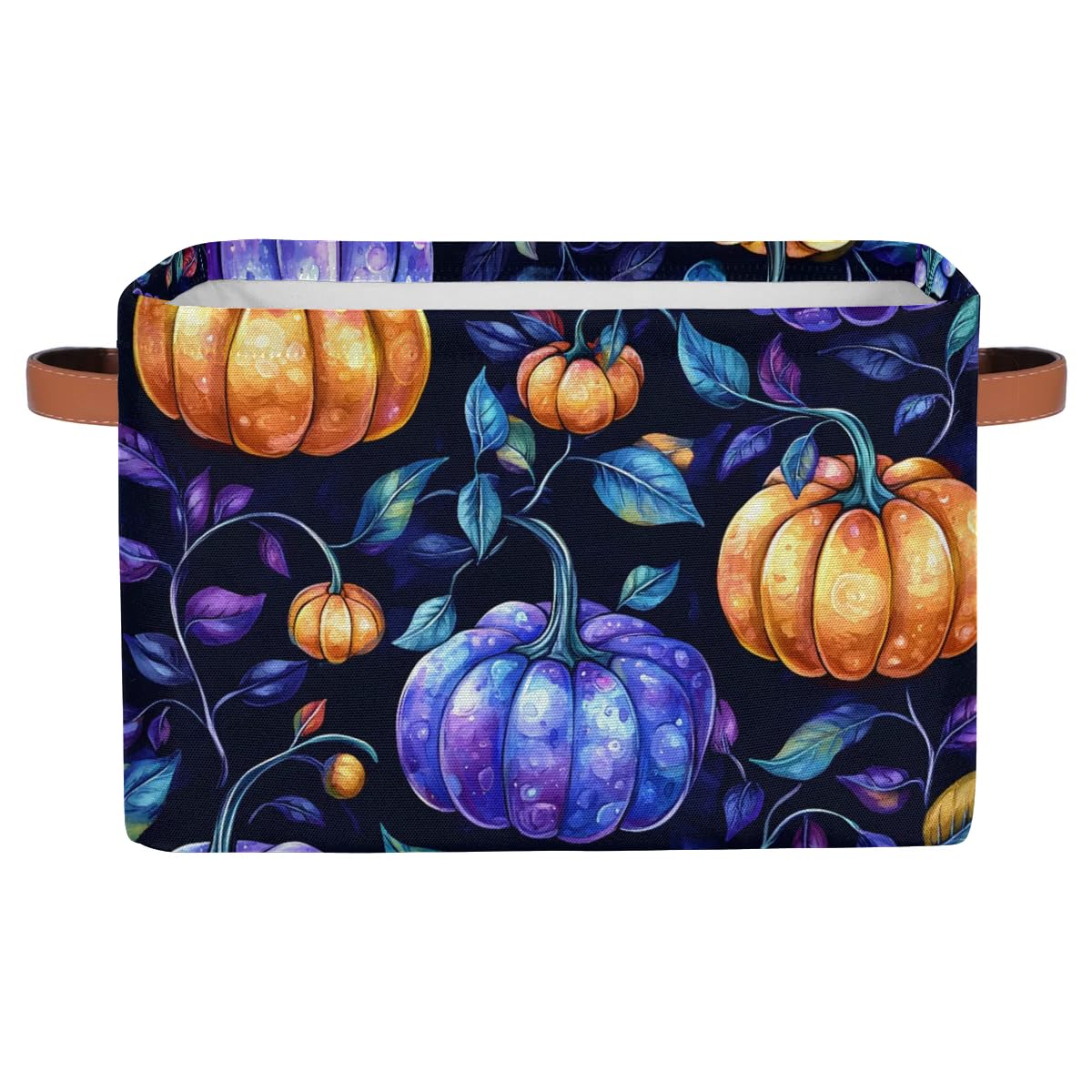 Crystal Pumpkin Storage Basket with Handles - 2 Pack Black Multi-Purpose Organizer Bins for Closet, Toy & Home Organization | Perfect for Bedroom, Bathroom & Kids Room Storage