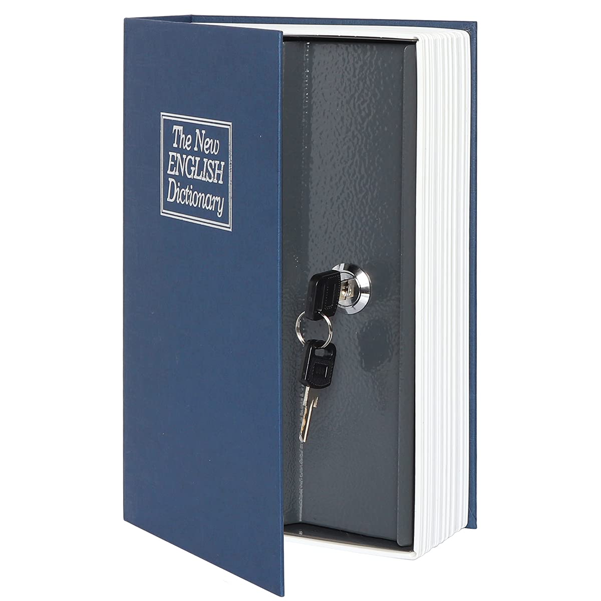 Hidden Metal Secret Safe with Key Lock - Secure Cash Box for Money, Jewelry & Valuables | Large Blue Home Safe for Office, Travel & Emergency Storage