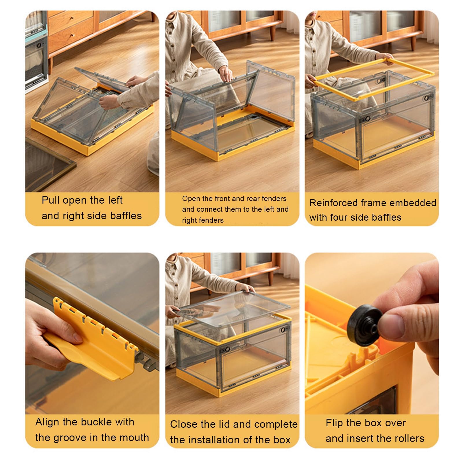 Stackable Plastic Storage Box with Lid - Space-Saving for Clothes & Toys
