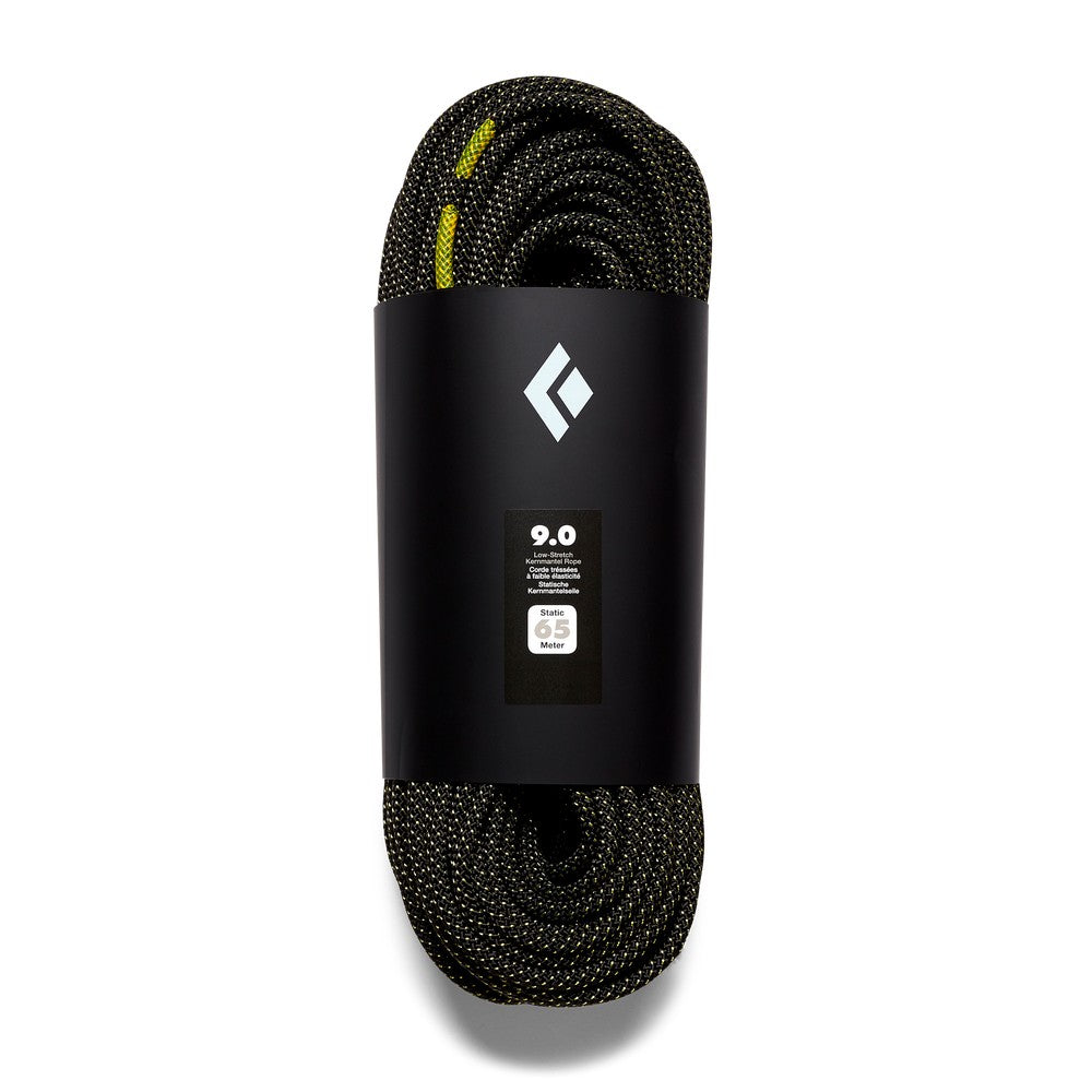 Black Diamond 9.0mm Static Climbing Rope - High Strength Low Stretch for Rock Climbing, Caving & Rescue Operations