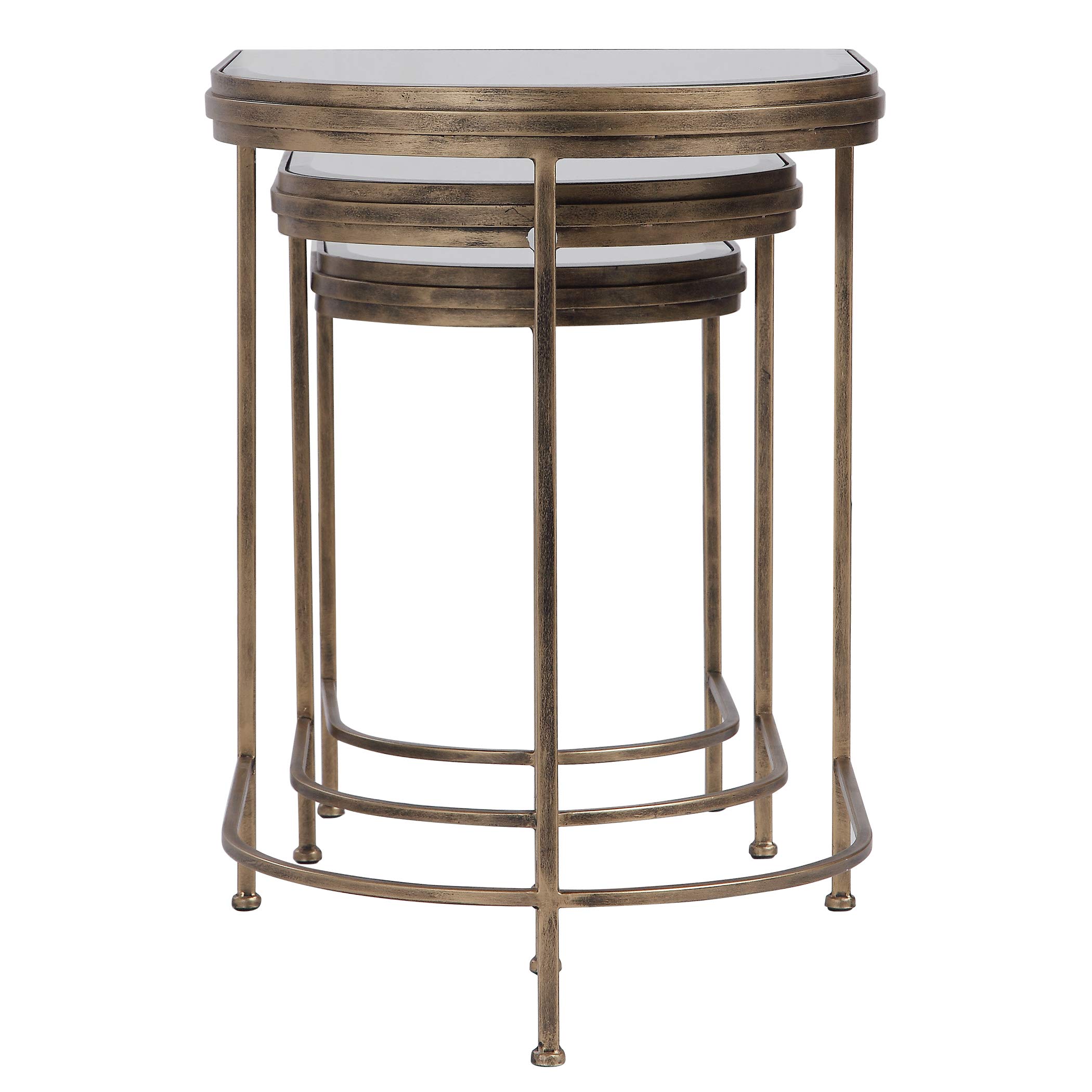 Handmade India Nesting Tables Set of 3 - Traditional Wooden Side Tables with Carved Designs - Perfect for Living Room, Bedroom, or Office Decor