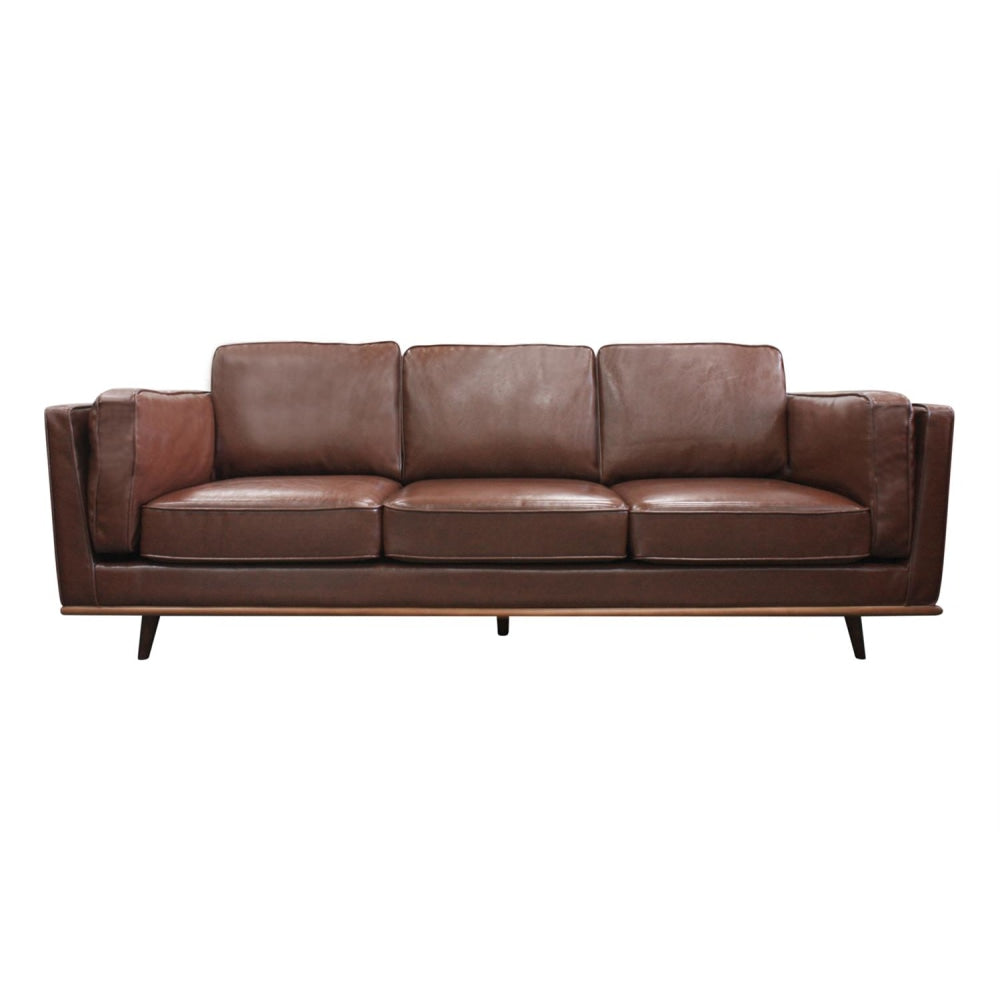 3-Seater Faux Leather Sofa Set - Brown Living Room Couch with Sturdy Wooden Frame - Perfect for Lounge, Family Room & Small Spaces