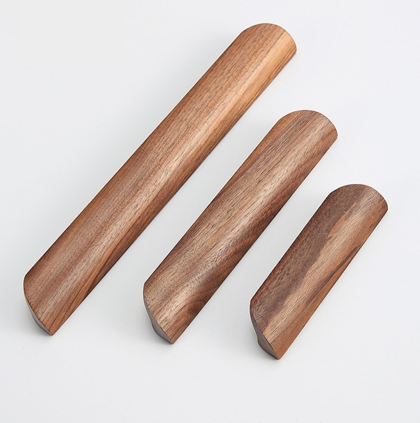 Solid Wood Cabinet Door Knobs and Pull Handles - 2 Pack Walnut Kitchen Cabinet Hardware for Wardrobe, Drawers & Chest - Durable Wooden Handles (128mm) - Perfect for Modern Kitchens & Home Decor