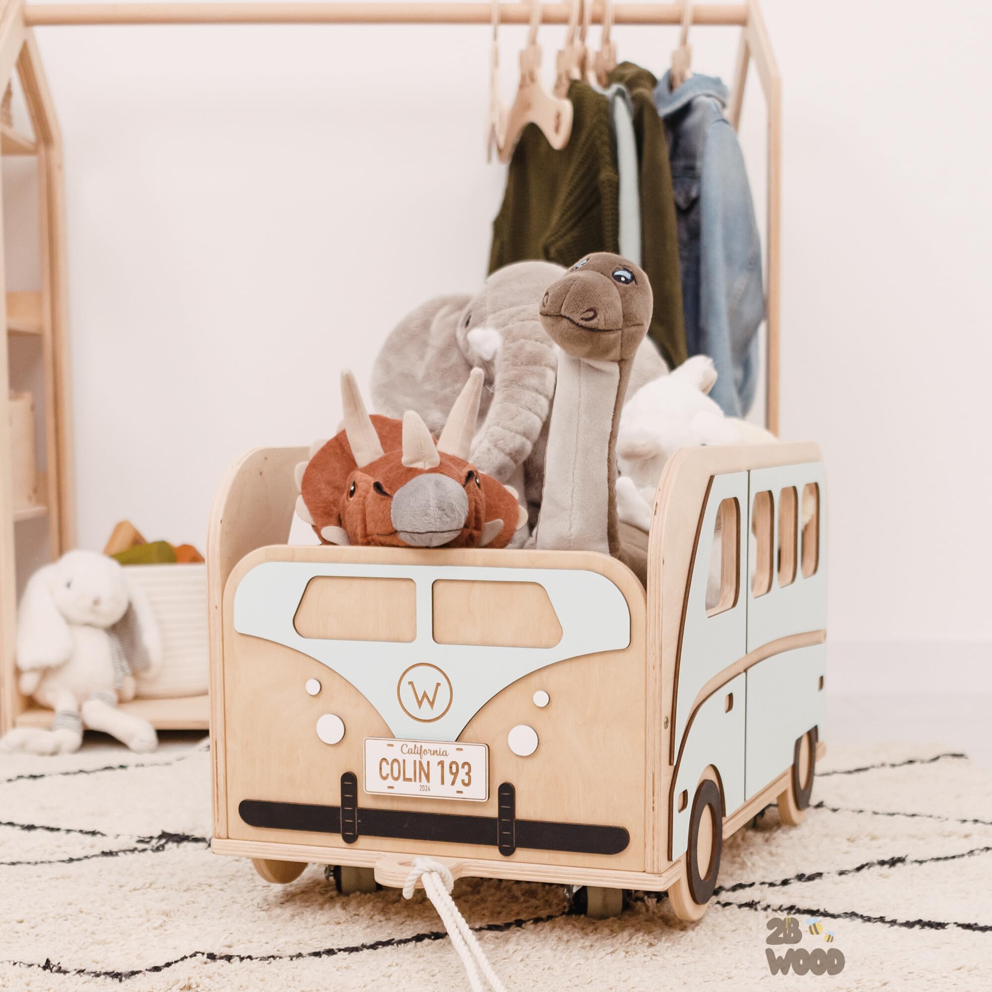 Personalized Wooden Toy Box with Wheels - Kids Toy Storage Organizer for Boys & Girls - Nursery & Playroom Furniture - Baby Room Decor & Book Storage - Perfect Birthday & Christmas Gift for Toddlers (Ideal for Playrooms, Bedrooms & Daycare Centers)