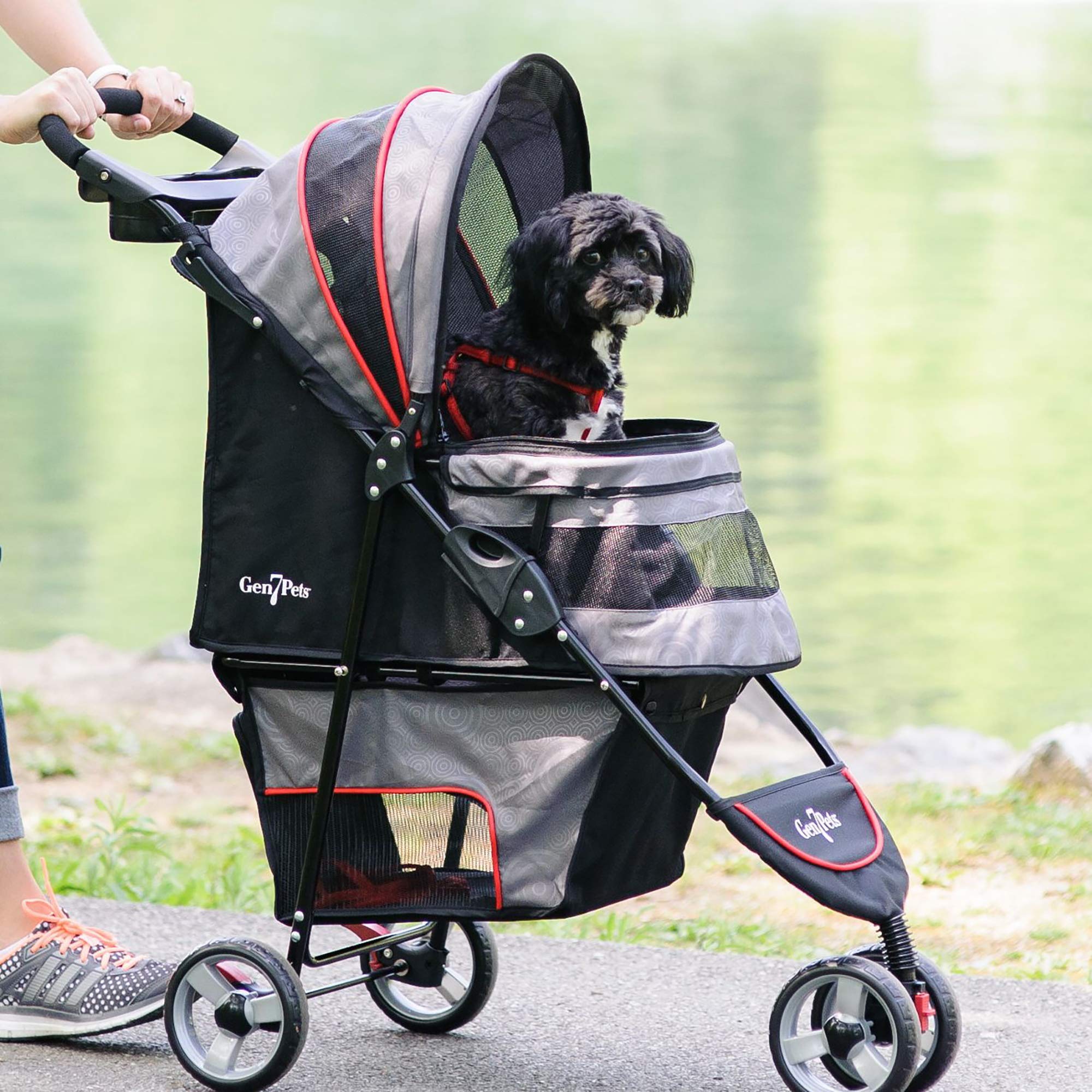 Gen7Pets Regal Plus Dog Stroller - Gray Shadow Pet Stroller for Small to Medium Dogs | Lightweight Foldable Design for Travel, Vet Visits & Outdoor Adventures