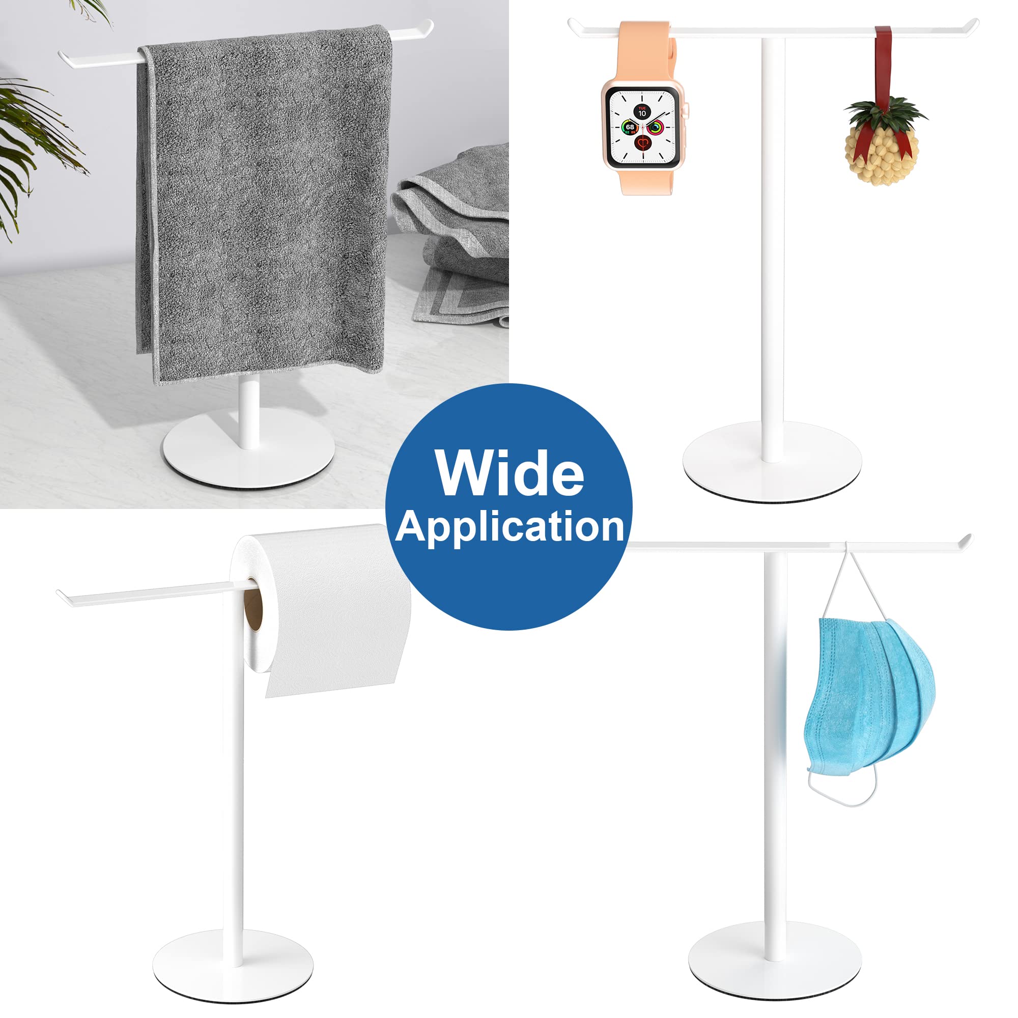 White T-Shape Towel Rack - Bathroom & Kitchen Hand Towel Holder, Headband Organizer | Space-Saving Drying Solution for Small Bathrooms & Modern Kitchens