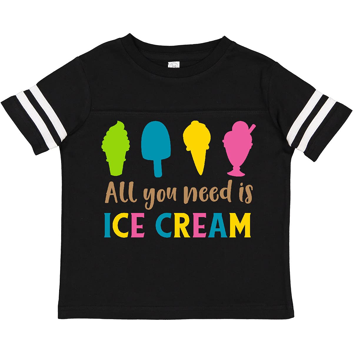 Inktastic All You Need is Ice Cream Graphic Toddler T-Shirt - Cute Ice Cream Cone & Sundae Design for Boys & Girls - Perfect for Summer Outfits, Birthday Parties & Playdates