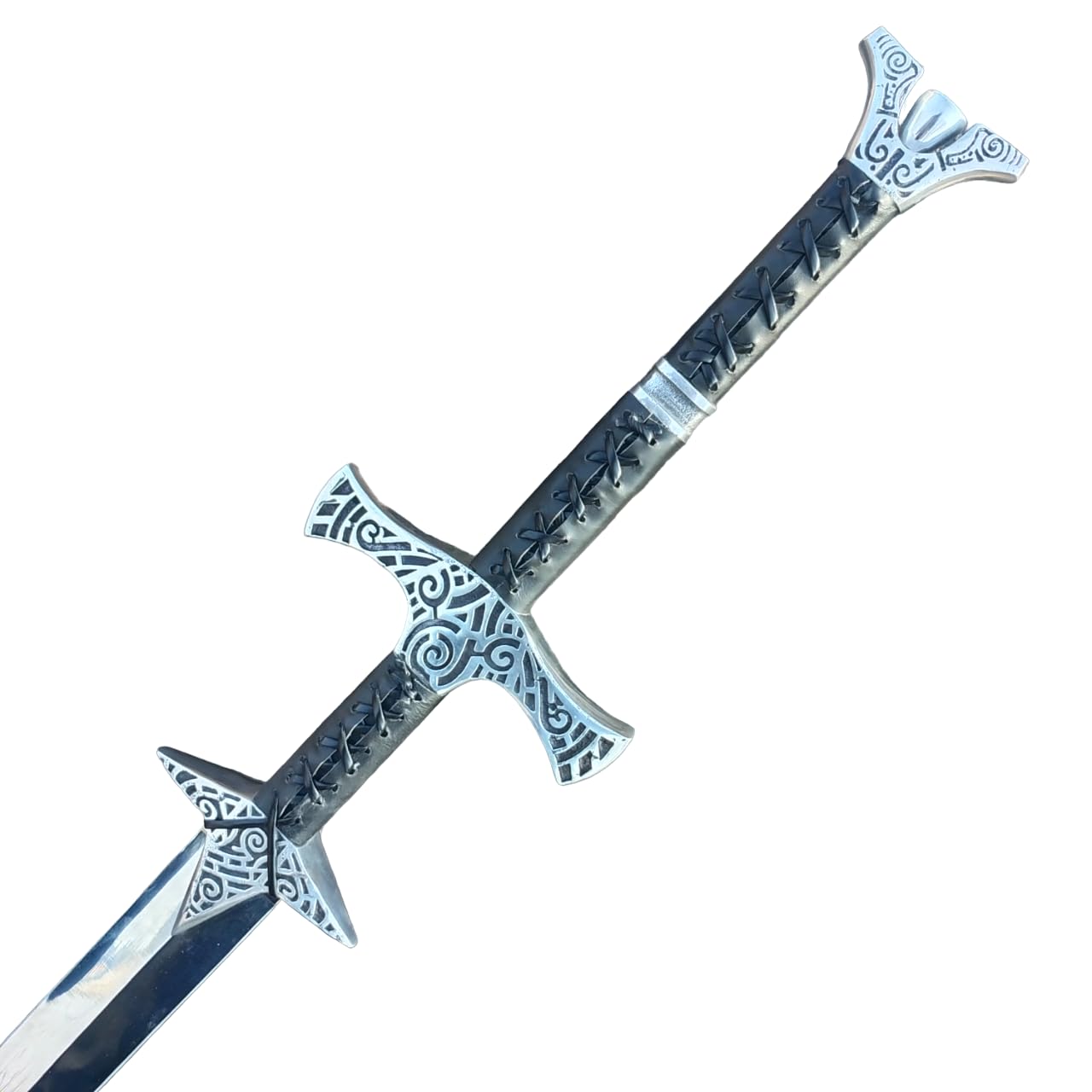 Authentic Medieval Viking Sword - Handmade Spring Steel Blade with Premium Cowhide Leather Sheath & Belt - Perfect for Cosplay, LARP, Historical Reenactment and Collector's Display - Unique Barbarian Sword Gift for Men