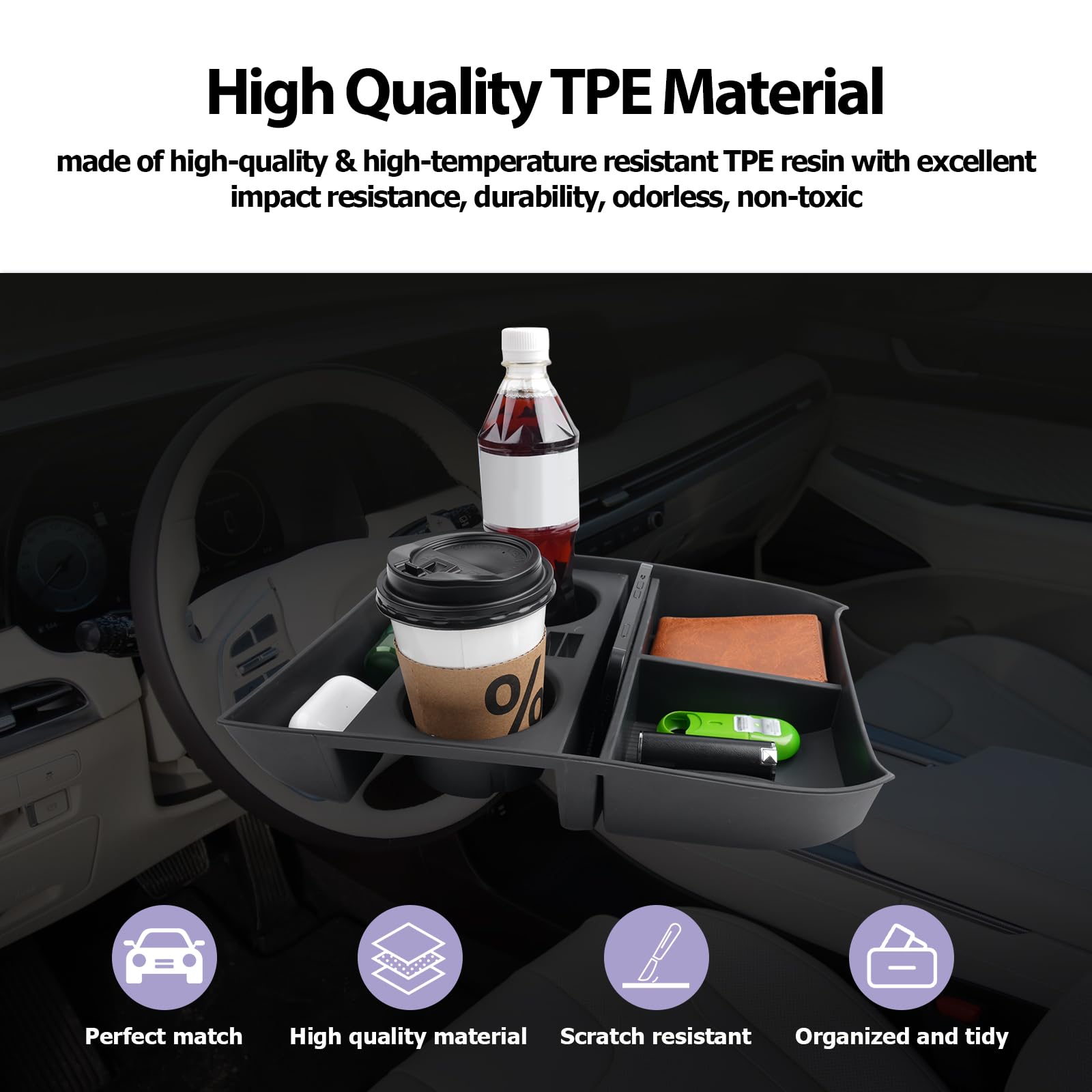 2020-2025 Hyundai Palisade Center Console Organizer - Premium Cup Holder Insert & Storage Tray Accessories for 2024-2025 Models | Perfect for Road Trips, Daily Commutes & Family Travel Organization