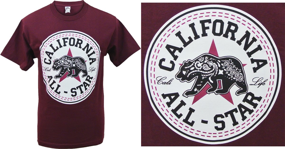California All Star Men's Shirt - Cali Life Bandana Bear Graphic Tee | Casual Streetwear for Men | Perfect for Summer Outfits, Concerts & Beach Days