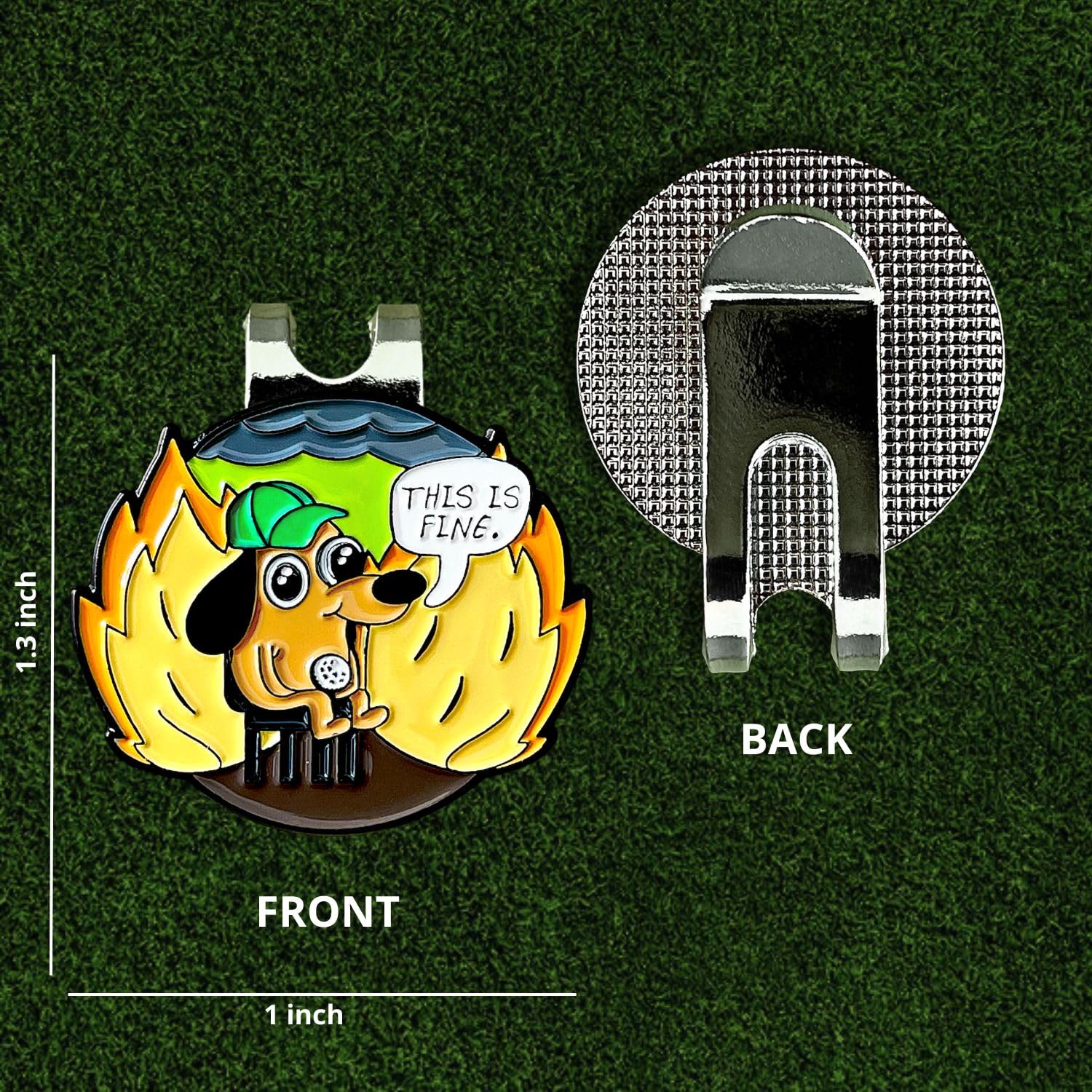 This is FINE Magnetic Golf Ball Marker Hat Clip - Durable Unisex Golf Accessories for Men & Women - Funny Golf Gift to Personalize Your Game - Perfect for Golf Tournaments, Driving Range & Casual Play
