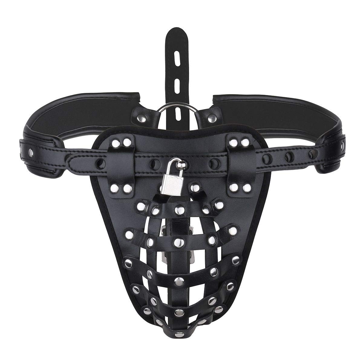 Lockable Cage Leather G-String Underwear for Men - BDSM Lingerie with Adjustable Fit | Perfect for Fetish Wear, Role Play & Sensual Nights