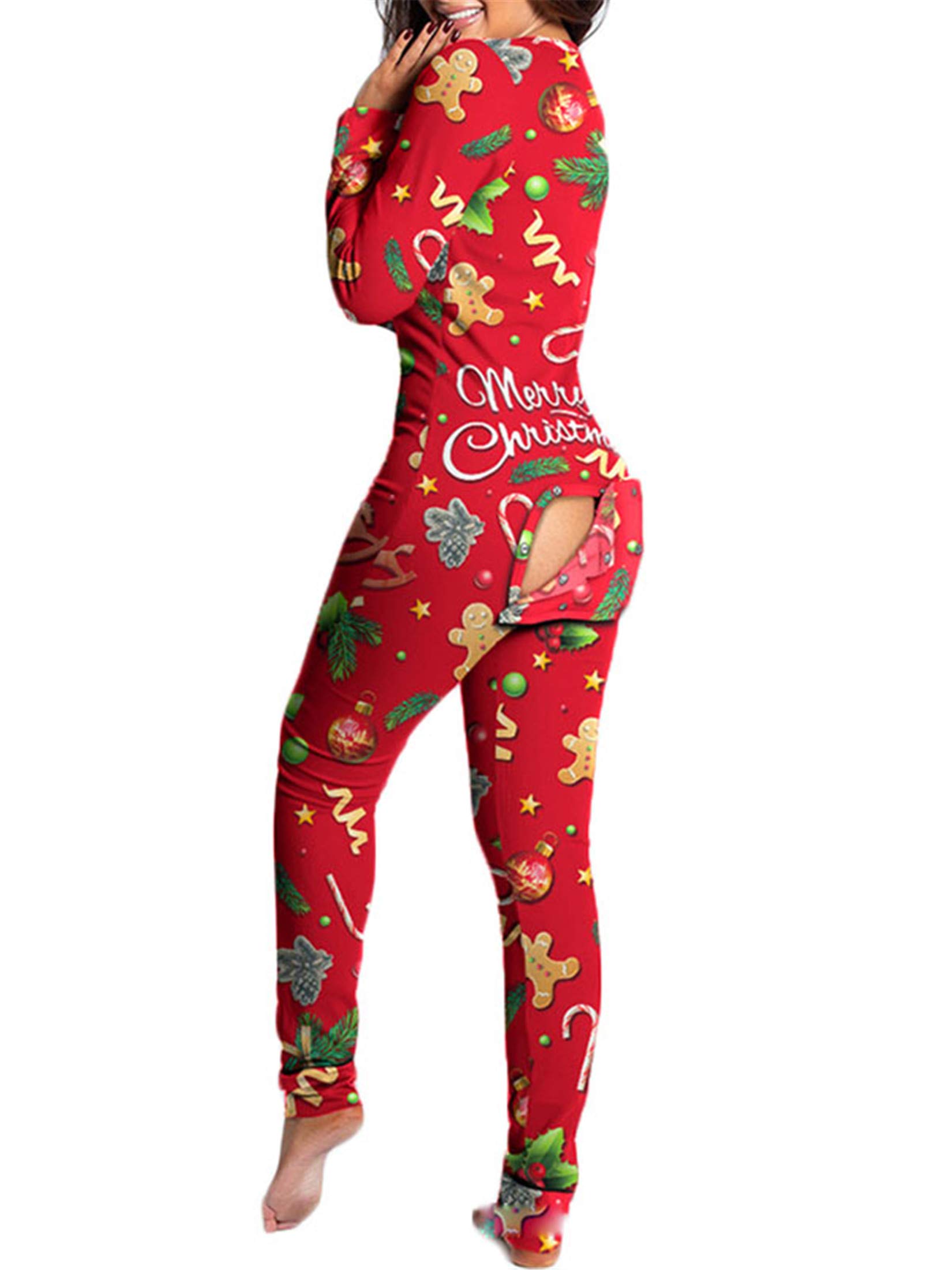 Andongnywell Women's Sexy Button-Up Jumpsuit - Long Sleeve Bodycon Romper with Butt Accent Buttons | Perfect for Date Night, Club Outfits & Sleepwear Pajamas