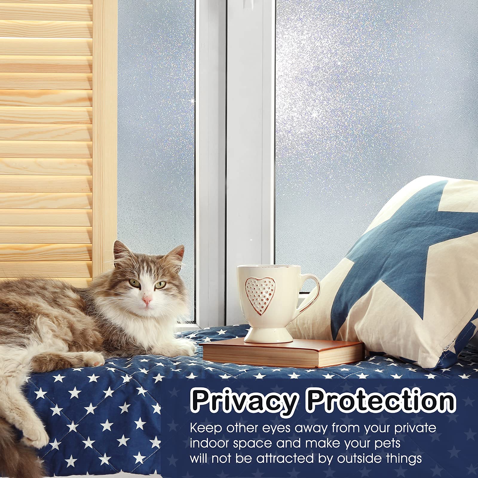 One Way Daytime Privacy Heat Blocking Window Film - Decorative Frosted Window Tint for Home & Office - UV Protection & Energy Saving Solution for Windows, Glass Doors & Skylights