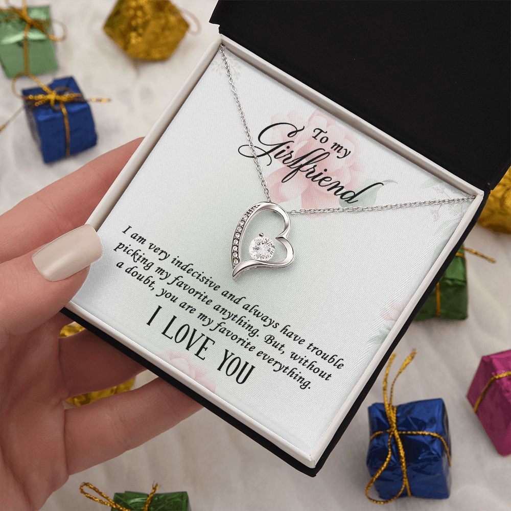 Forever Love Necklace for Girlfriend - Cubic Zirconia Pendant in White or Yellow Gold Finish | Romantic Anniversary Gift, Valentine's Day Present, Birthday Jewelry for Her