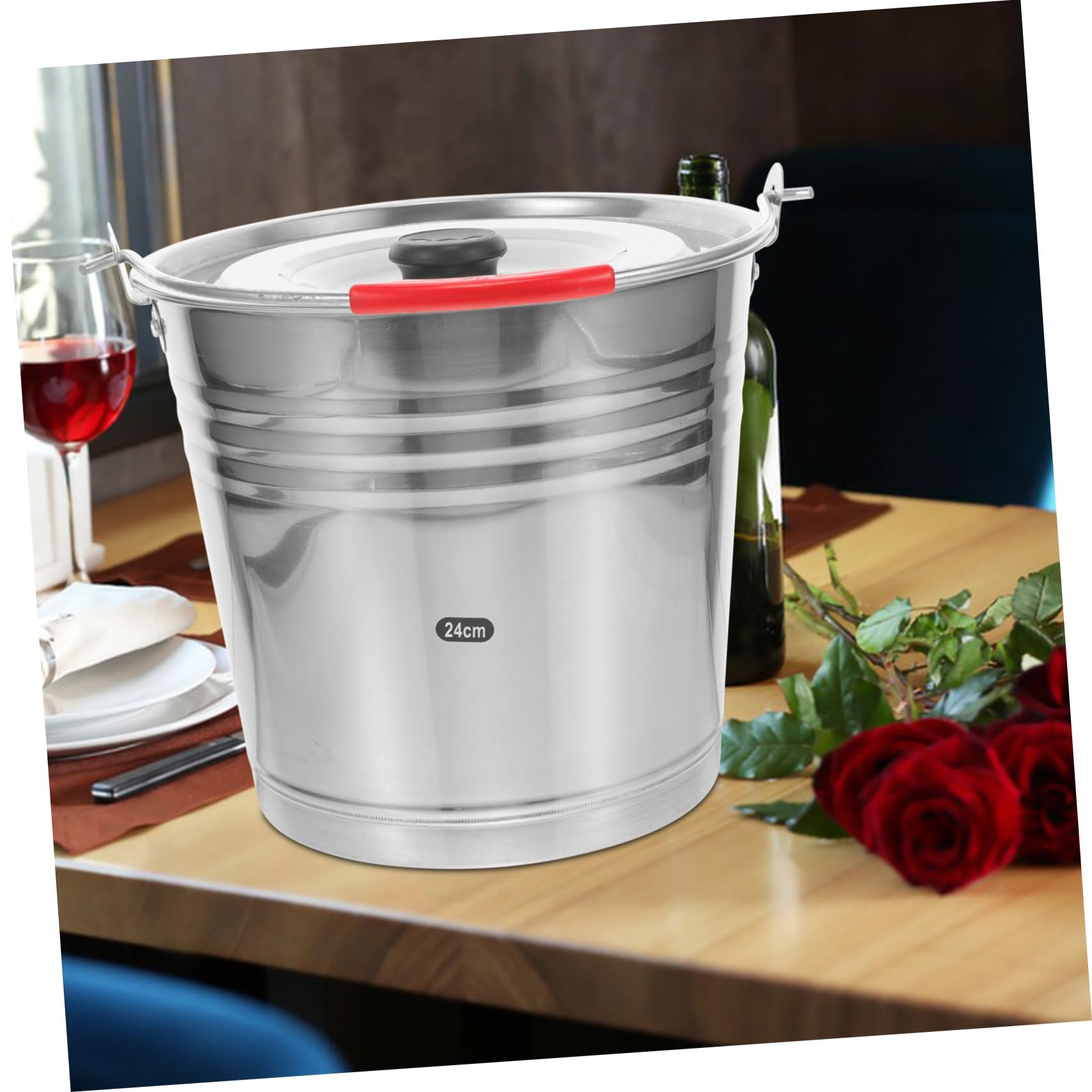 SOESFOUFU Stainless Steel Insulated Wine Bucket - Commercial Ice Bucket for Wine Chilling, Ice Storage & Portable Water Container | Perfect for Bars, Restaurants, Outdoor Parties & Home Use