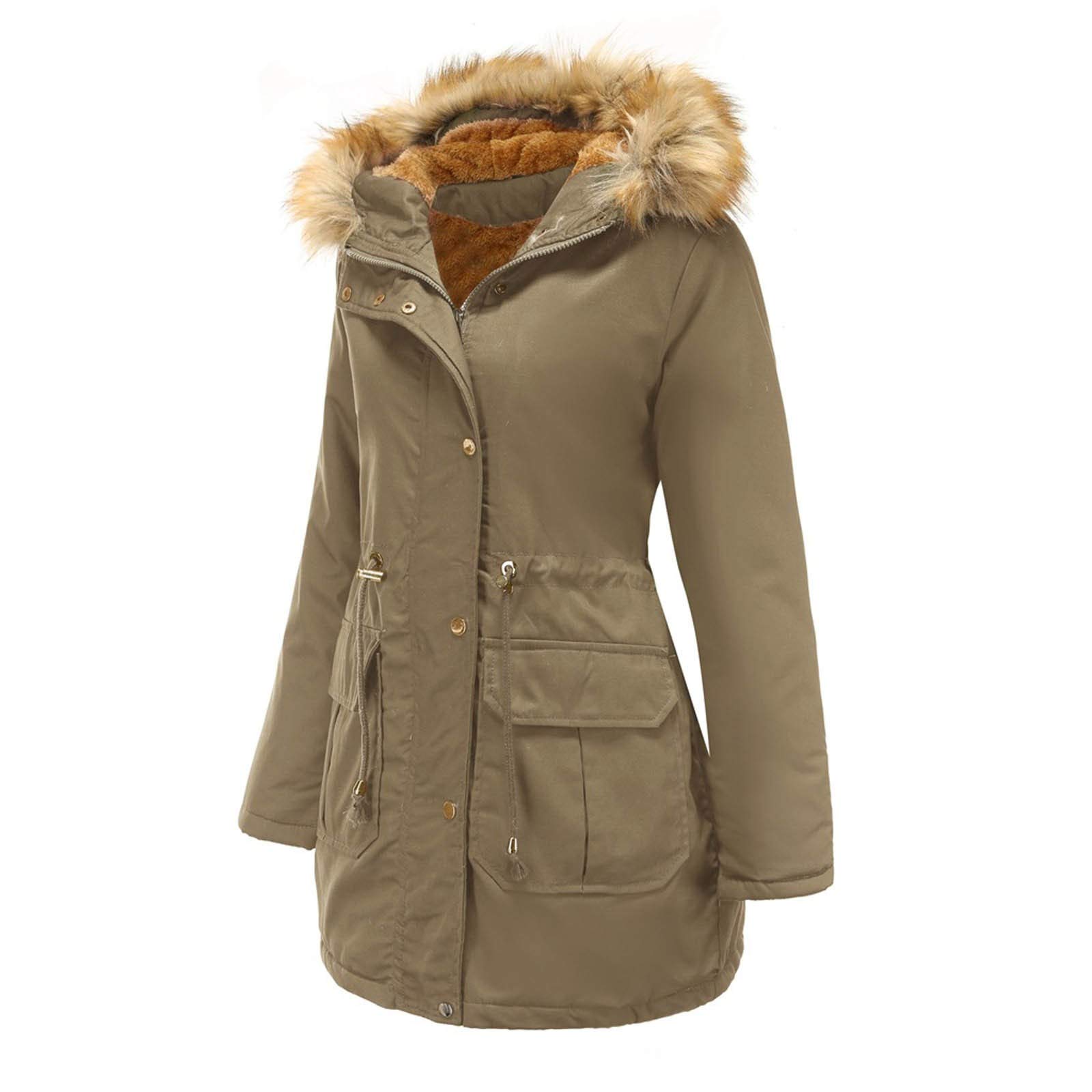 Autumn & Winter Women's Jacket - Long Hooded Loose Plush Coat with Drawstring | Warm Solid Color Outerwear for Fall & Winter Seasons | Perfect for Daily Wear, Outdoor Activities & Cold Weather Protection