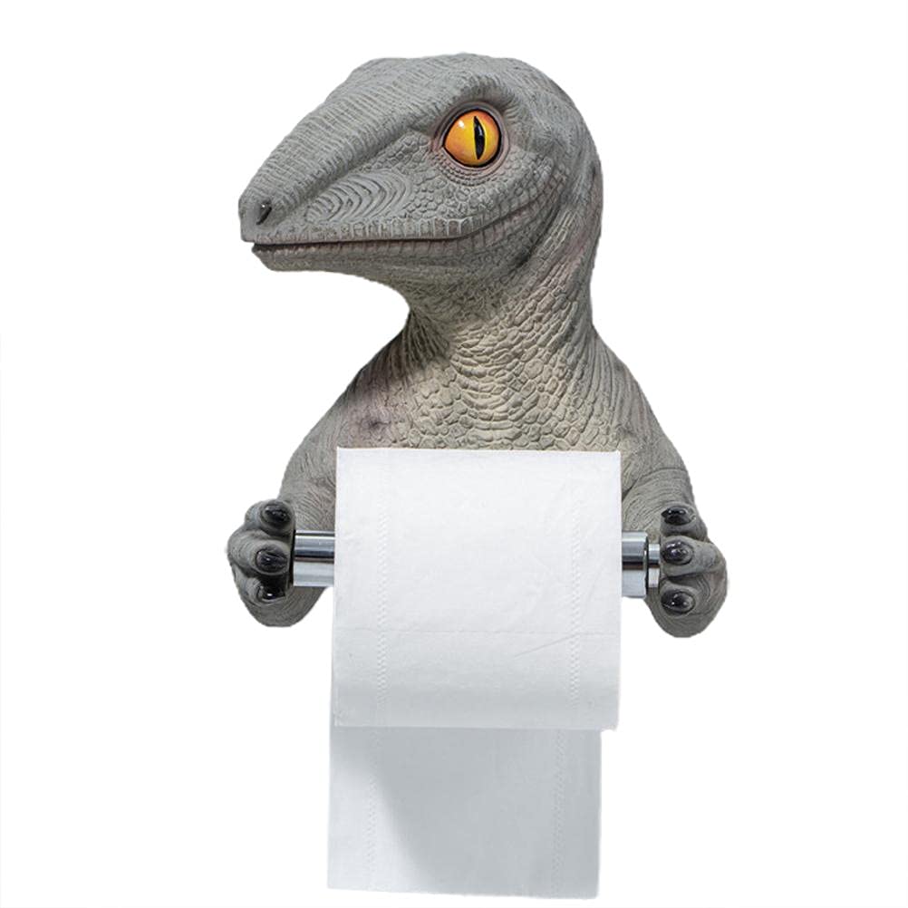 3D Dinosaur Wall-Mounted Toilet Paper Holder - Lifelike Dinosaur Design Bathroom Tissue Roll Dispenser for Home, Kids Room & Dinosaur Theme Decor