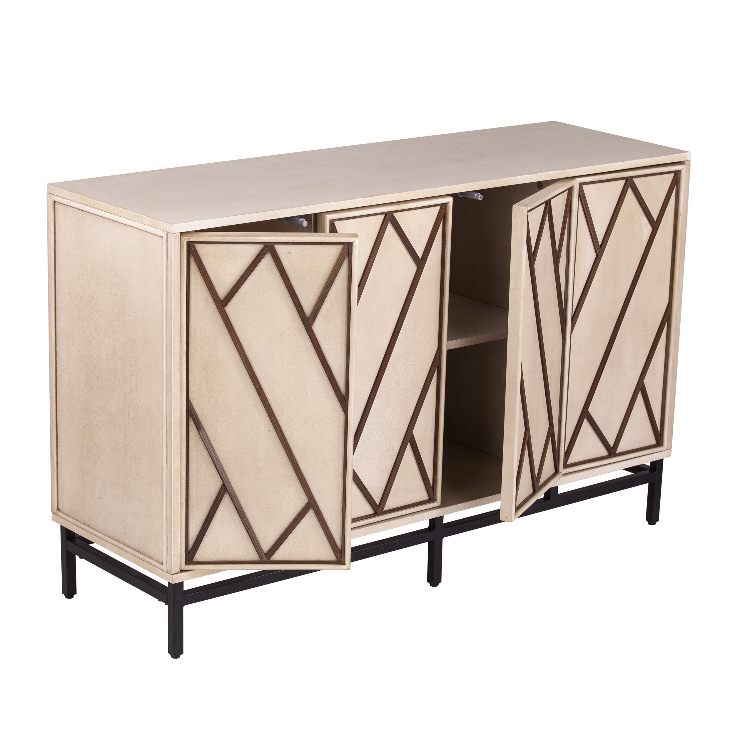 SEI Furniture Bremling Buffet Sideboard - Antique Cream & Black Finish - Elegant Dining Room Storage Cabinet for China, Linens & Entertaining Essentials