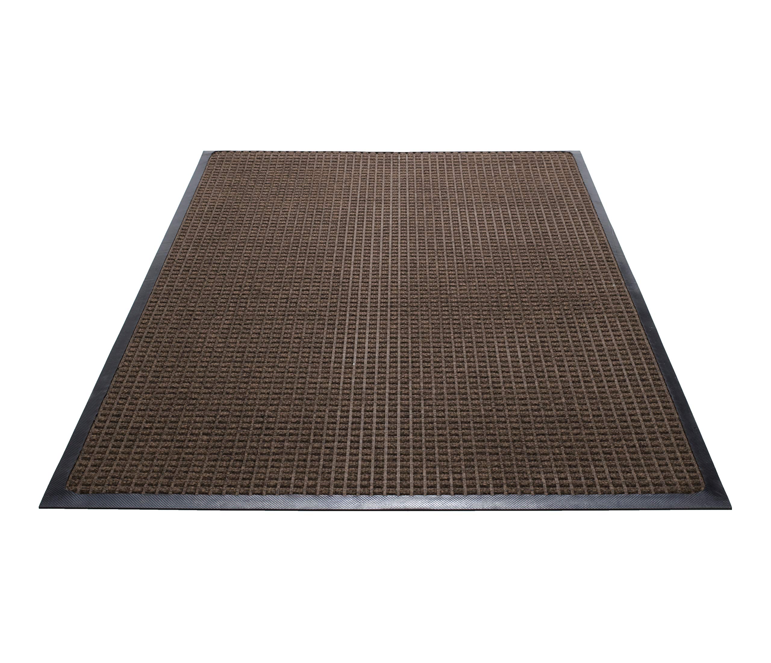 Guardian WaterGuard Indoor/Outdoor Wiper Scraper Floor Mat - Heavy Duty Rubber & Nylon Blend - 4'x14' Brown - Perfect for Entryways, Garages & High Traffic Areas - Water & Dirt Trapping Doormat for Home & Business Use