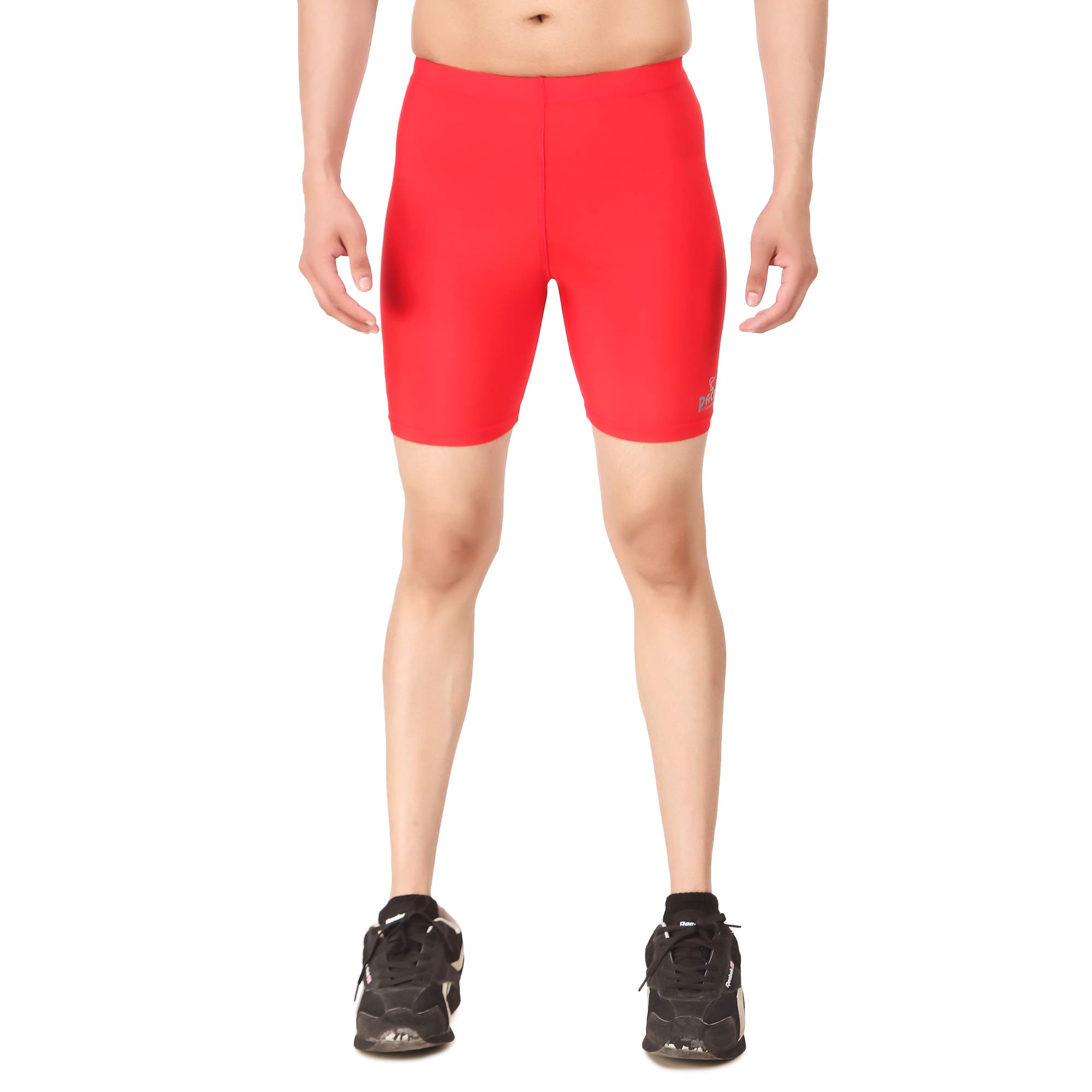 PACE INTERNATIONAL Men's Slim Fit Lightweight Tights - Running, Gym, Boxing, Wrestling & Cycling Shorts for Men & Boys (Red) | Perfect for Workouts, Sports & Active Lifestyle