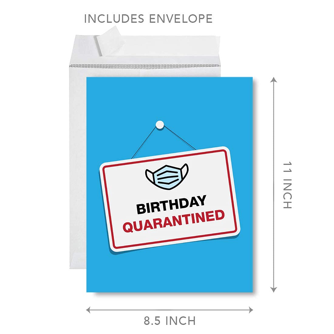 Happy Birthday Jumbo Card - 8.5 x 11 Inch Funny Social Distance Party Greeting Card for Him or Her - Andaz Press Birthday Sign Design - 1-Pack - Perfect for Virtual Celebrations, Office Parties & Safe Distant Gatherings