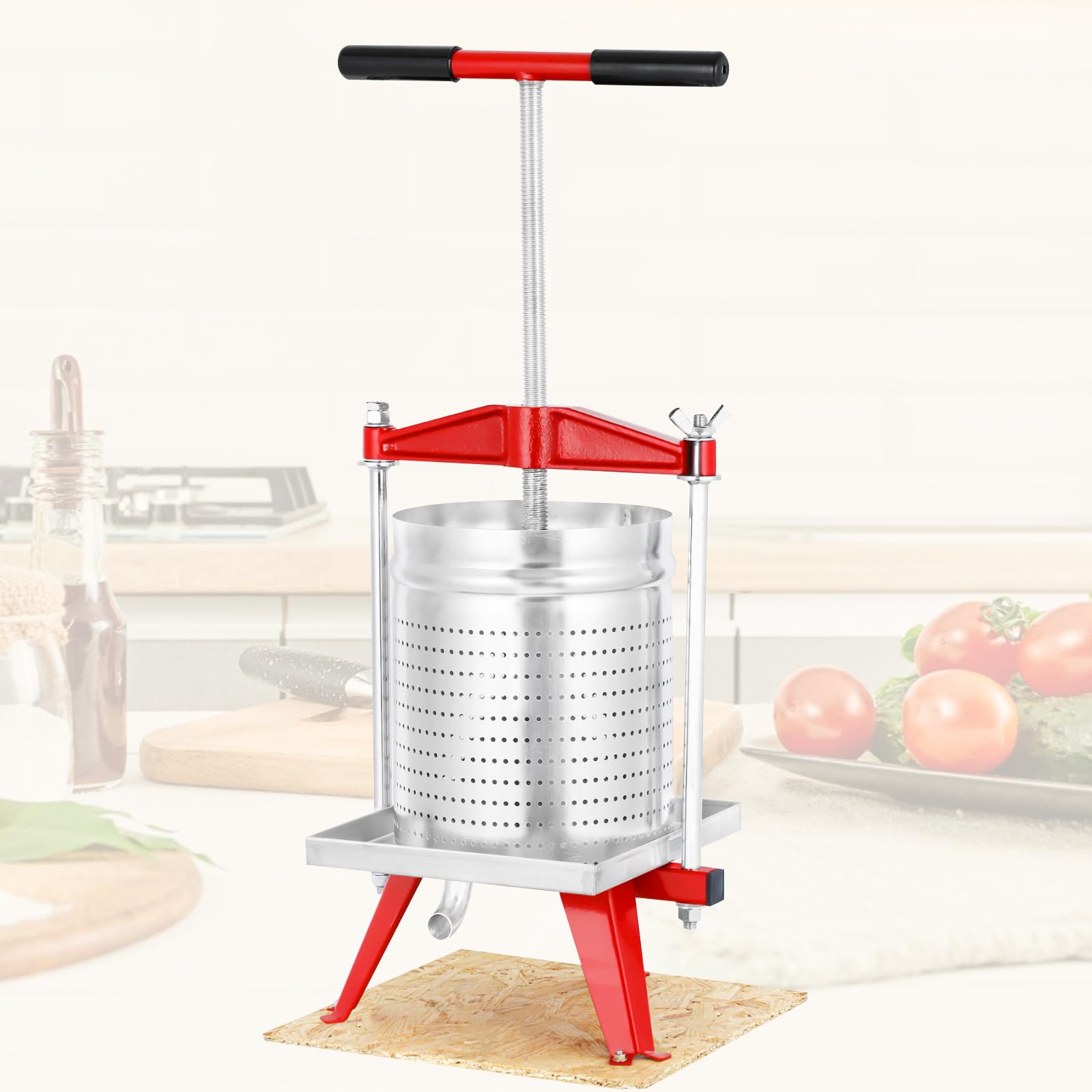 4 Gallon (15L) Mosakar Stainless Steel Fruit Press for Apples, Grapes & Berries - AISI 304 Food-Grade Juice Extractor - Perfect for Homemade Cider, Wine & Cheese Making - Ideal for Home Brewing & Farmhouse Use