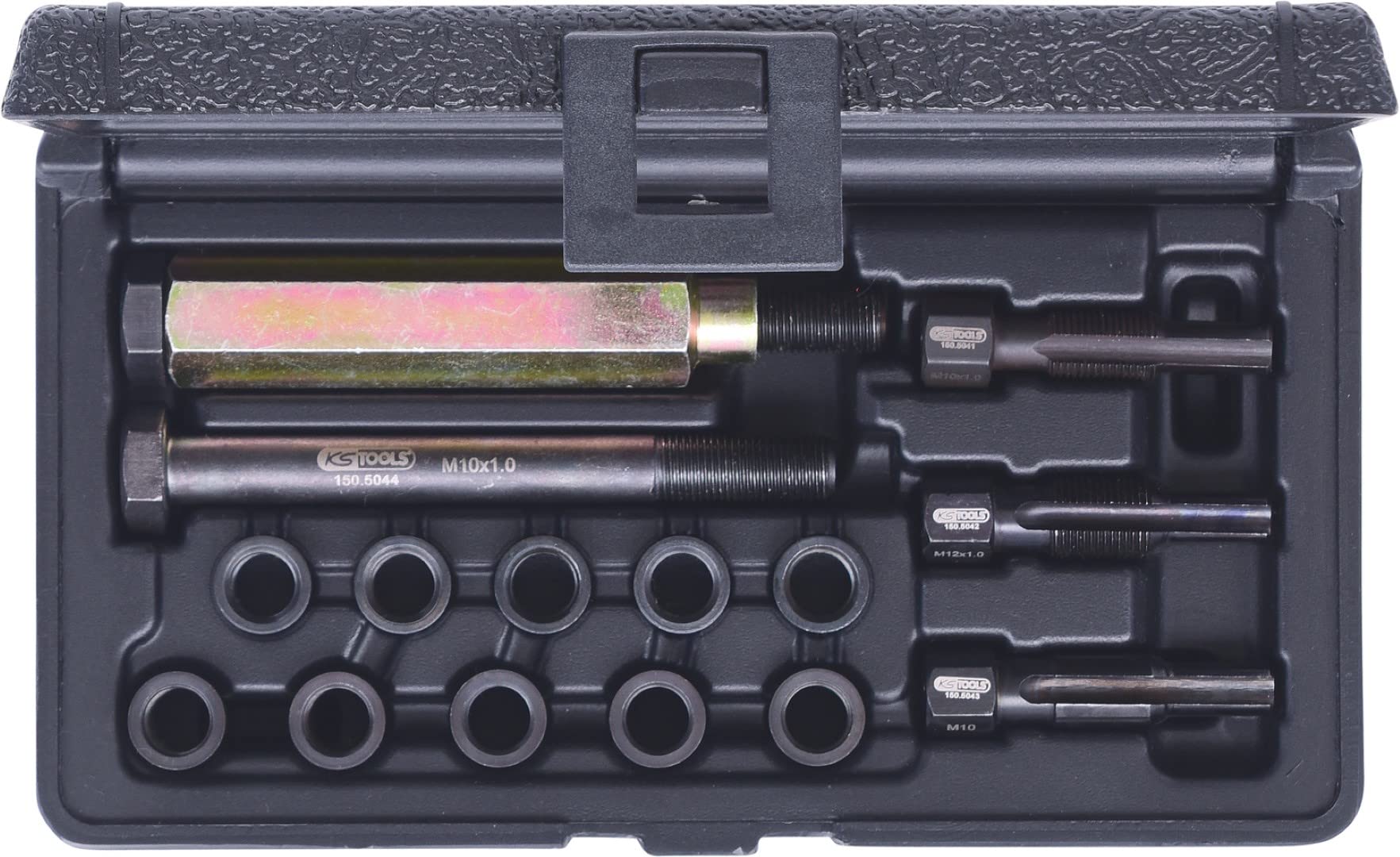 KS TOOLS THREADfix Repair Set M10 x 1.0 for Glow Plugs - 15 Piece Automotive Thread Repair Kit - Fix Stripped Spark Plug Threads - Ideal for Diesel Engine Maintenance & Auto Shop Repairs