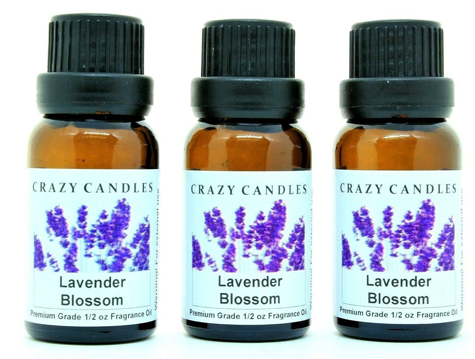 Premium Lavender Blossom Scented Fragrance Oil - 3 Pack (1/2 FL Oz/15ml Each) - Aromatherapy, Diffuser & Candle Making Essential Oil for Relaxation & Stress Relief