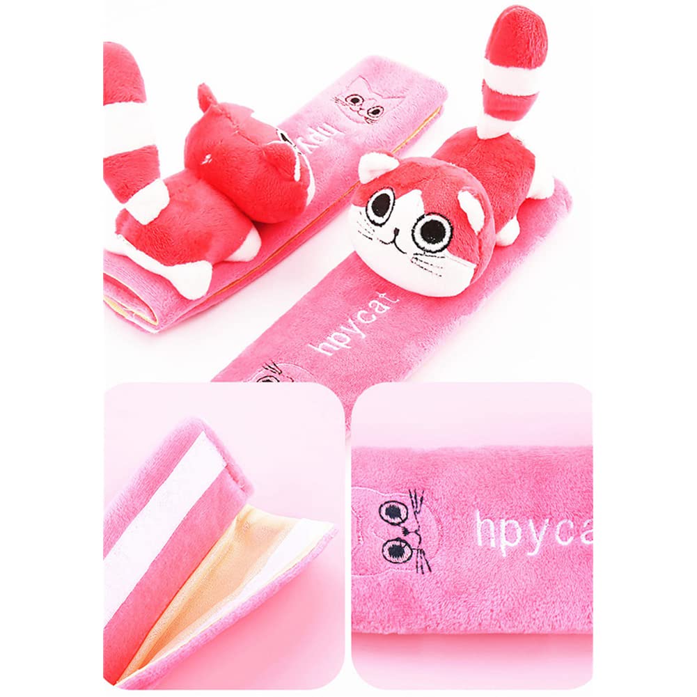Soft Plush Animal Car Seat Belt Cover for Kids & Adults - Cute Dog Cat Travel Pillow for Comfort & Safety - Perfect for Road Trips, Long Drives & Child Safety