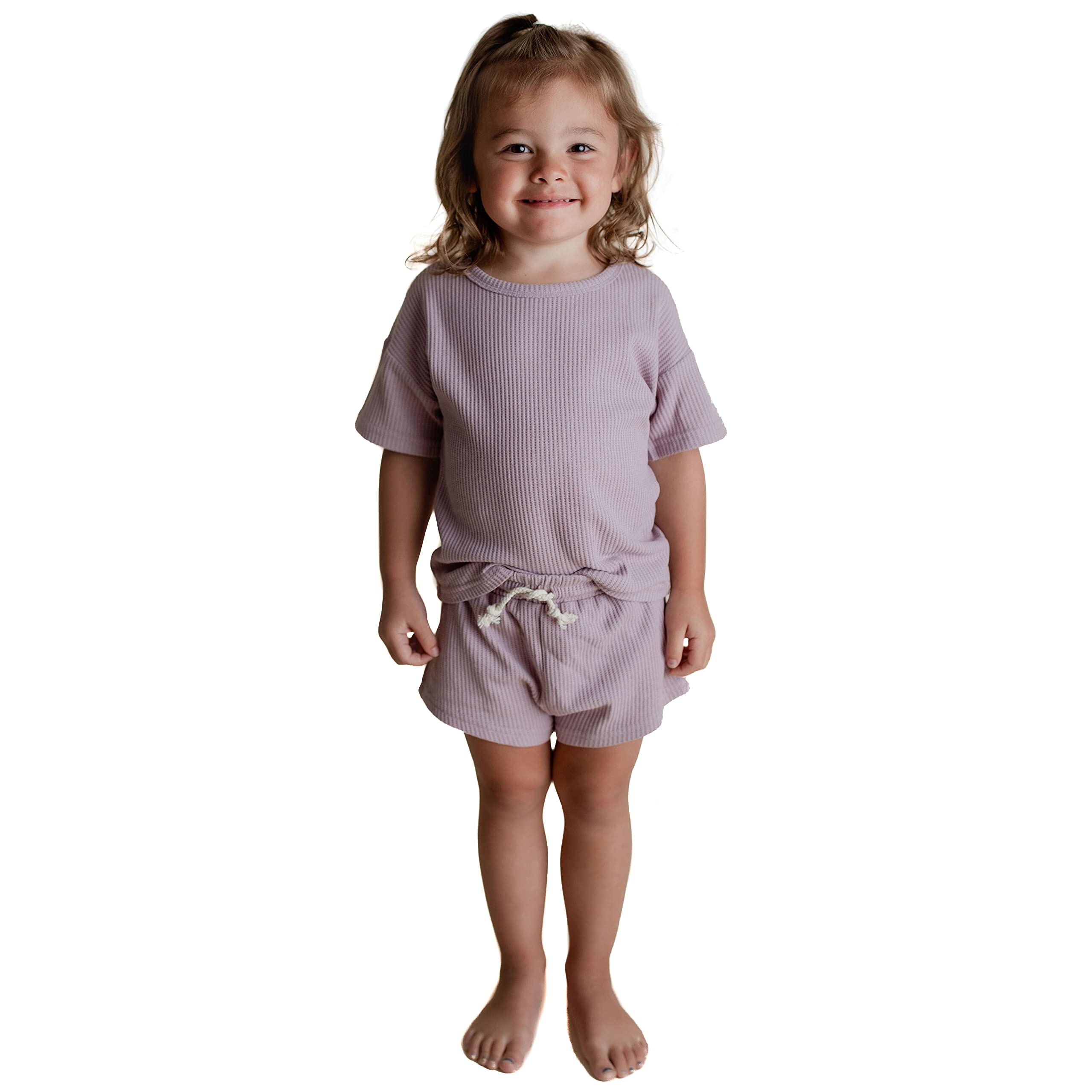 Organic Cotton Baby Boys & Girls Summer Waffle 2-Piece Outfit Set - Soft Toddler Top & Bottom for Comfortable Playtime, Beach & Outdoor Adventures